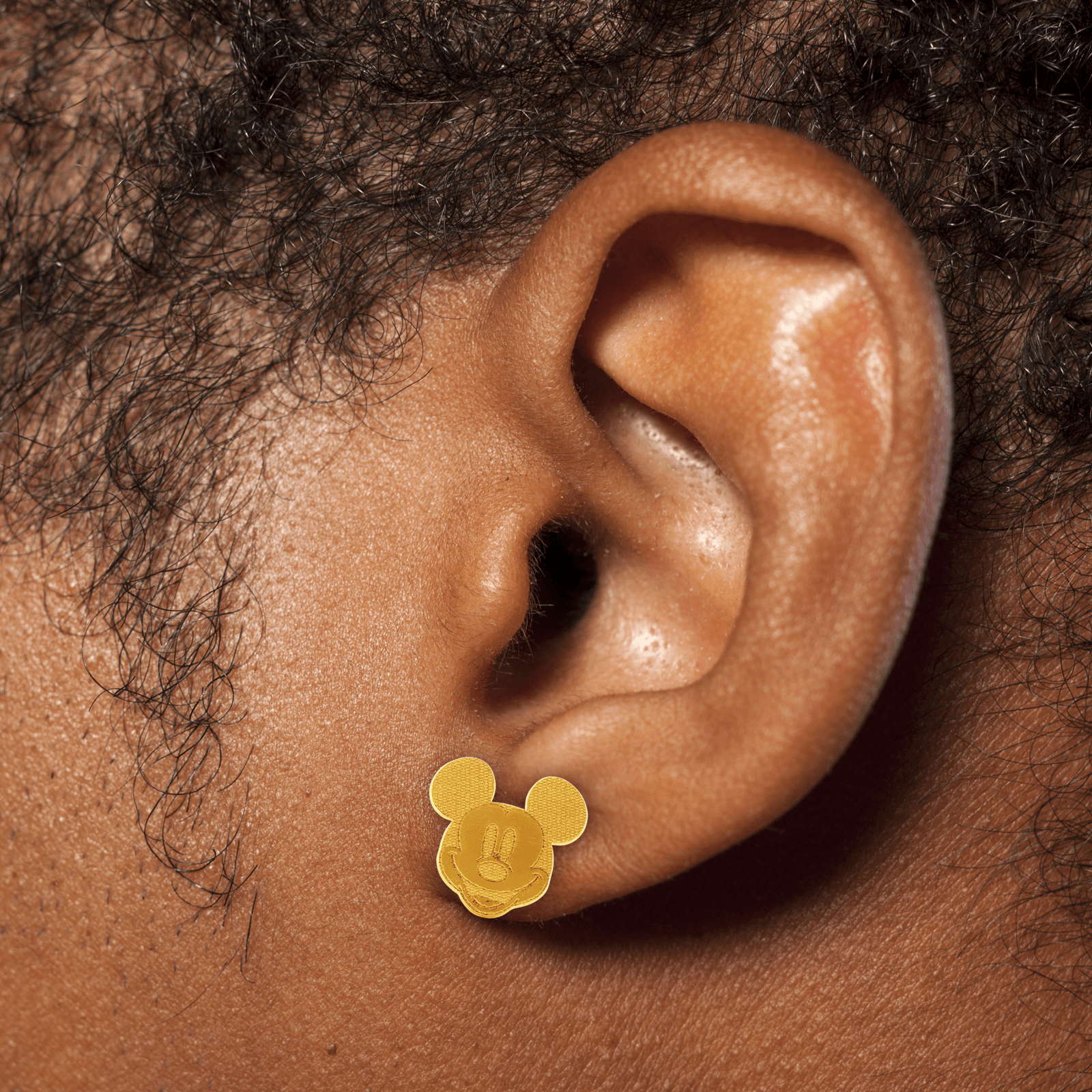 Boucles d'Oreilles Plaqué or poussette Mickey Petit 1.3x1.3 cm