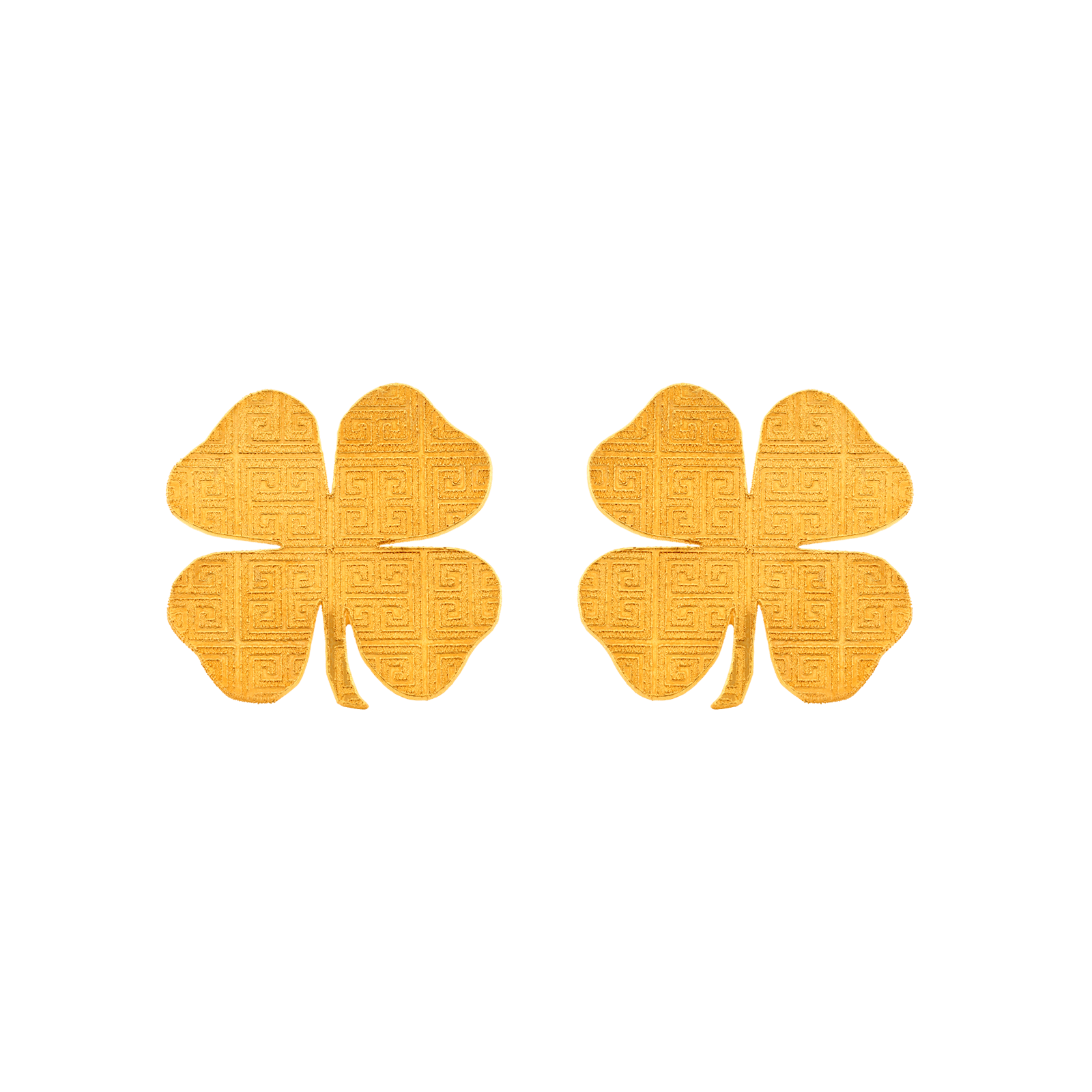 Boucles d’oreilles puces trèfle 2 × 2 cm en plaqué or, élégantes et lumineuses. Symbole de chance, elles apportent une touche raffinée et intemporelle à toutes les tenues.
