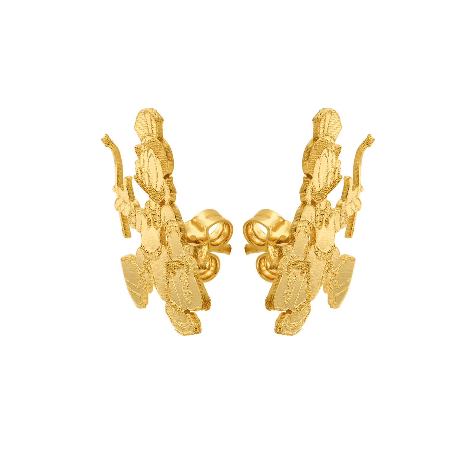 boucles d'oreilles plaqué or poussette picsou moyen 2x2