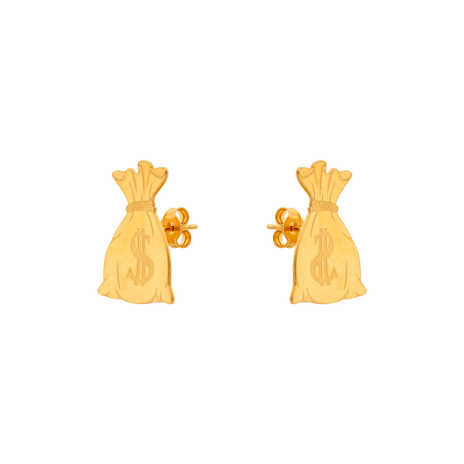 Boucle d'oreille Plaqué or poussette bourse 2x2