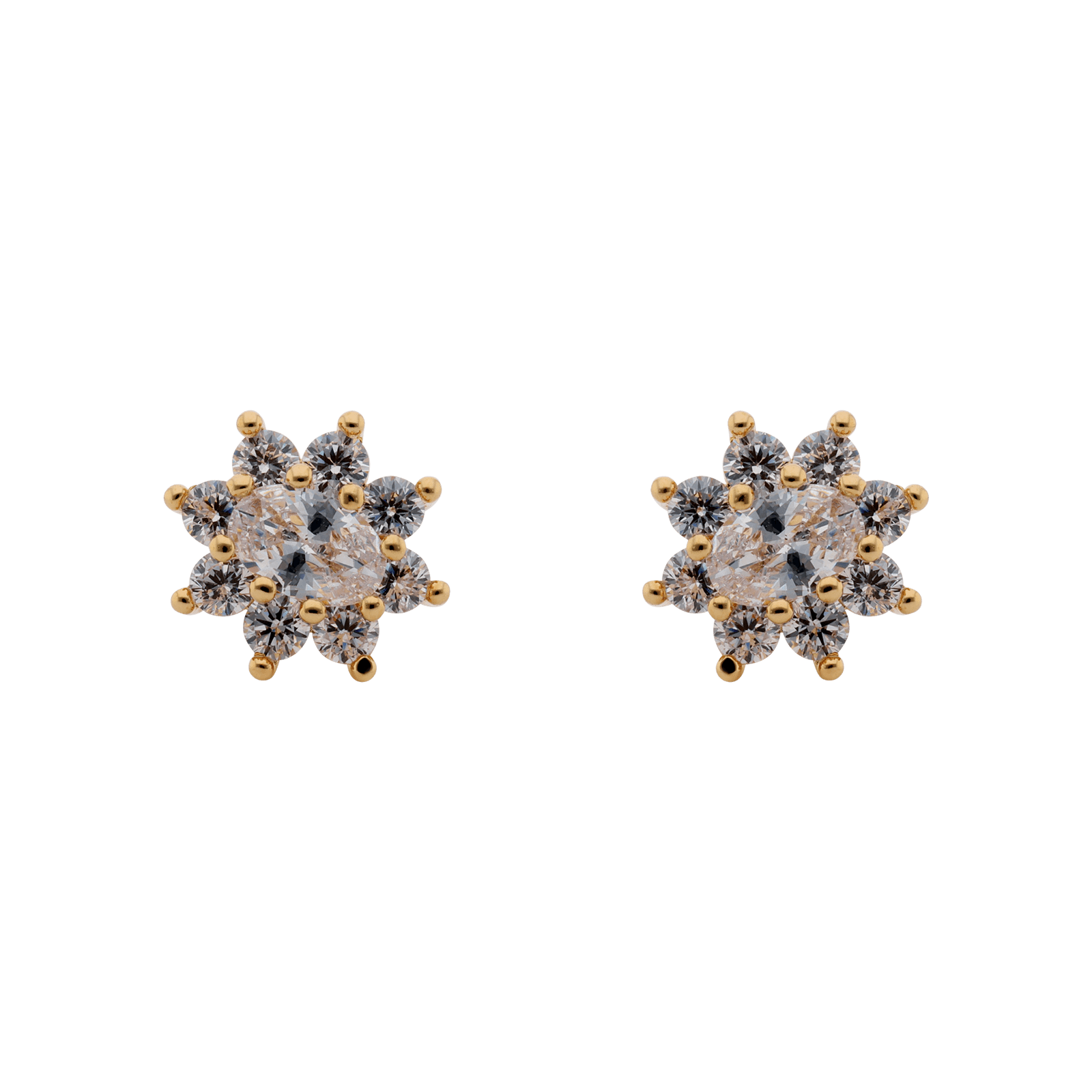 Boucles d'Oreilles Plaqué or fleur oxydes blancs
