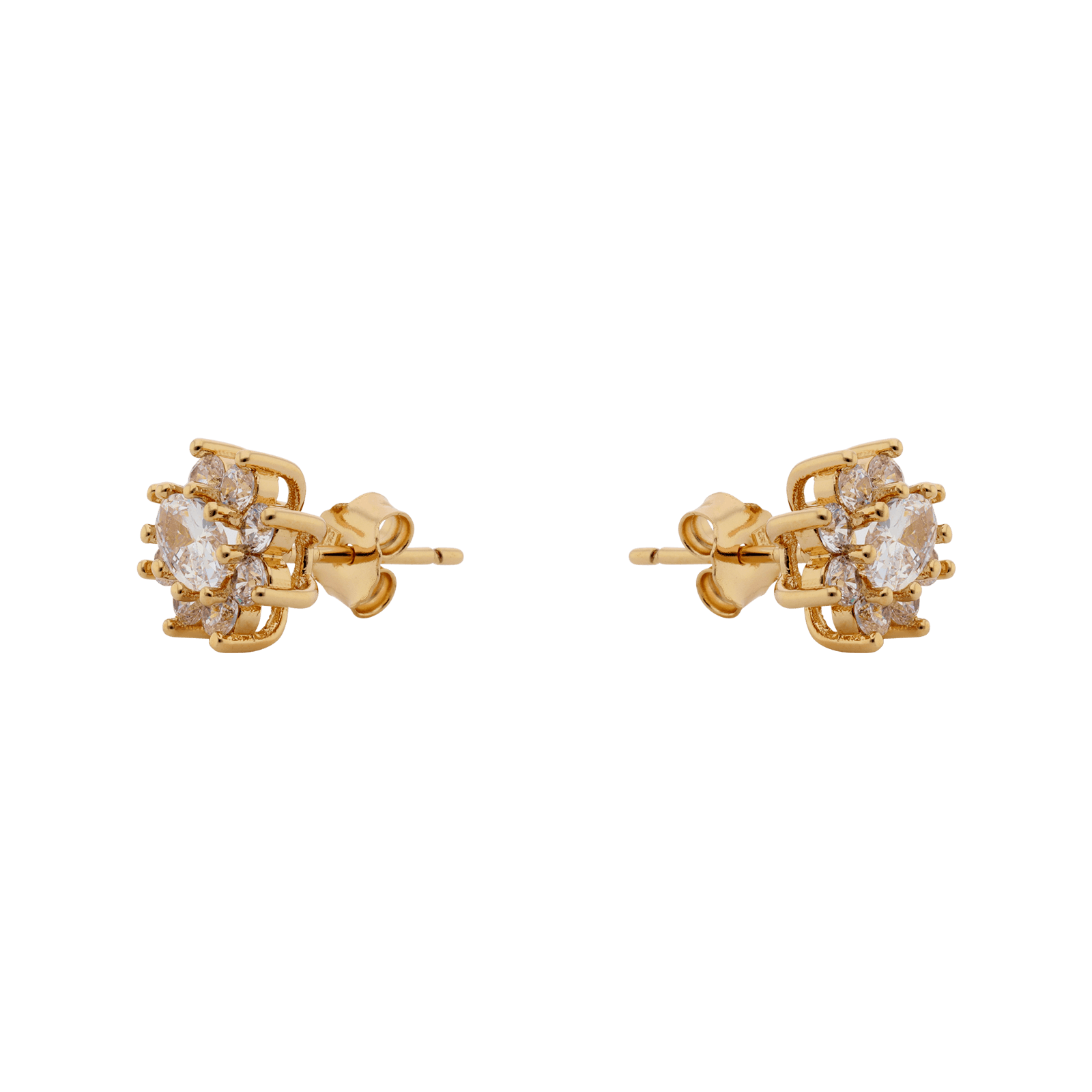 Boucles d'Oreilles Plaqué or fleur oxydes blancs