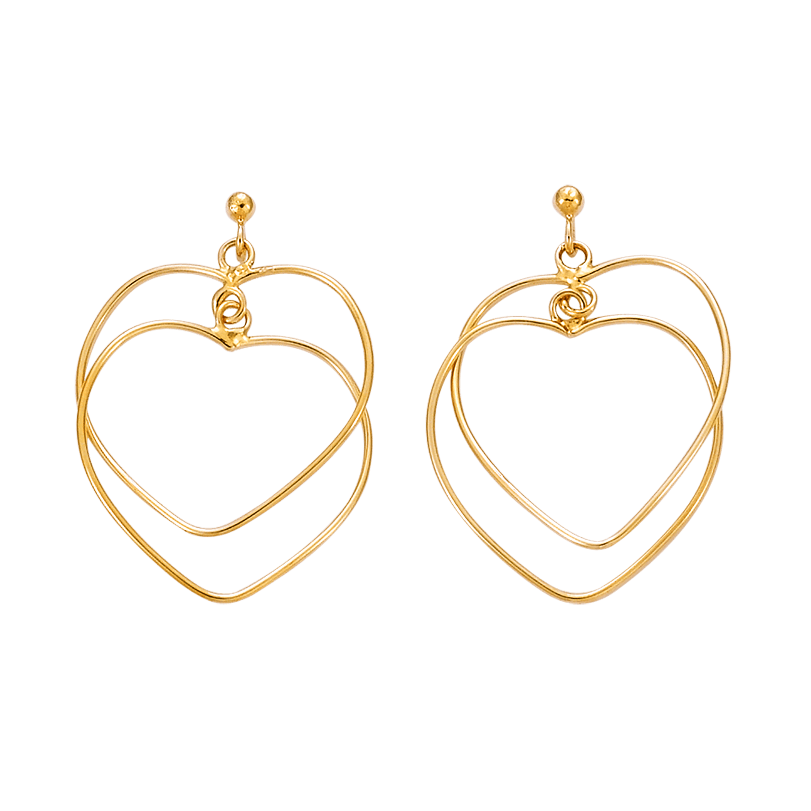 Boucles d'Oreilles Plaqué or double coeur