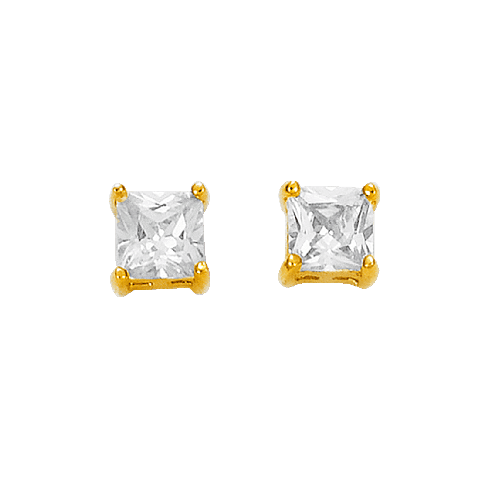 Boucles D'oreilles Plaqué Or Zirconium 6*6mm