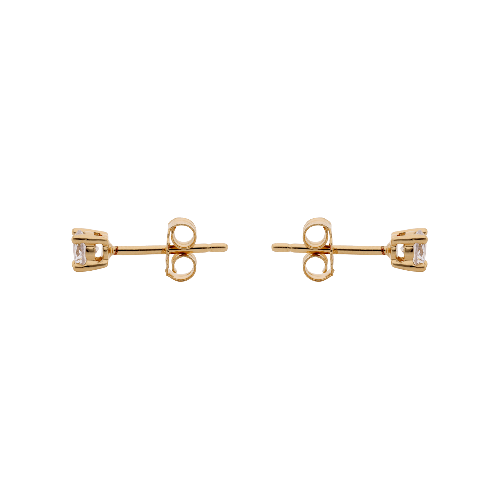 boucles d'oreilles plaqué or oxyde blanc rond quatre mm griffes