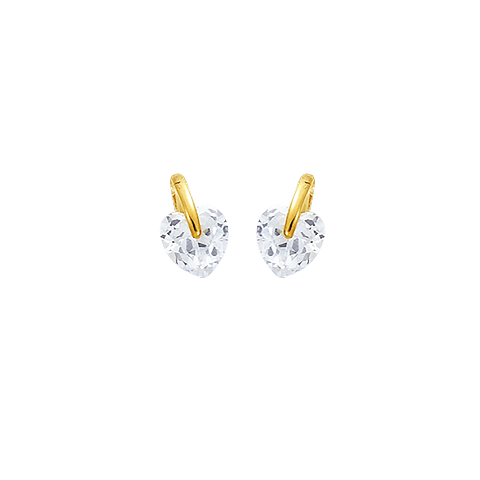 Boucles d'Oreilles Plaqué or forme coeur oxyde blanc