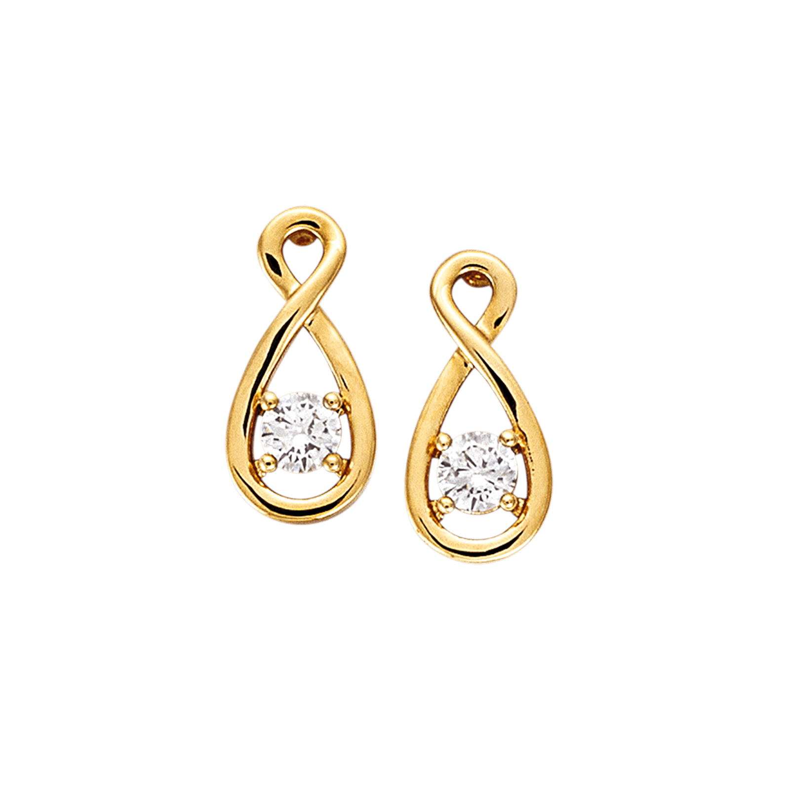 Boucles d'Oreilles Plaqué or puce forme Infini Oxyde blanc