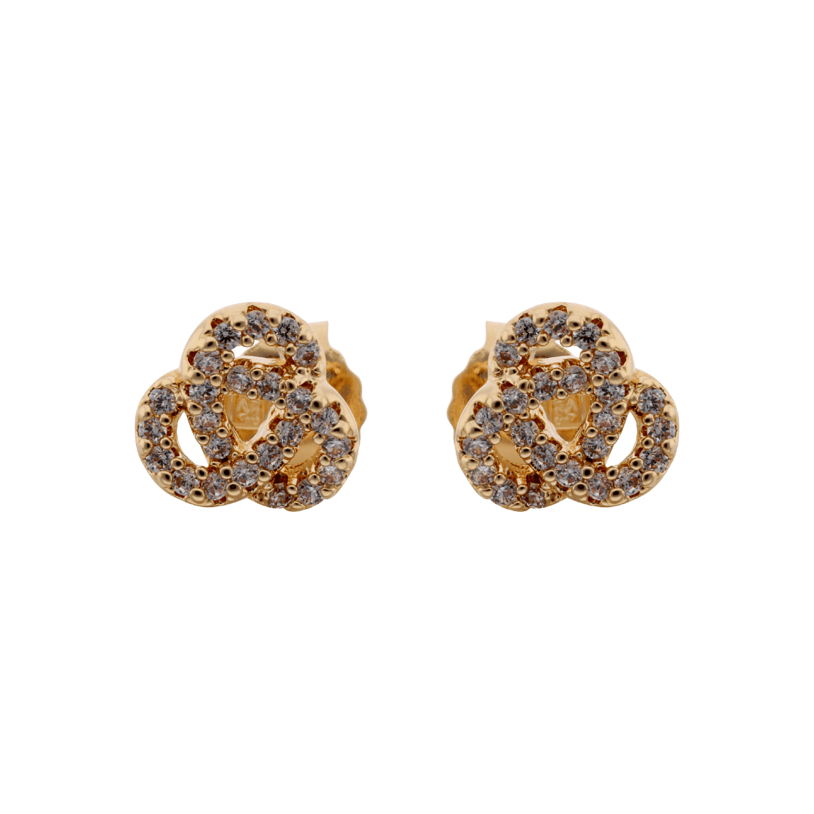 Boucles d'Oreilles Plaqué or puce entrelacés Oxydes blancs