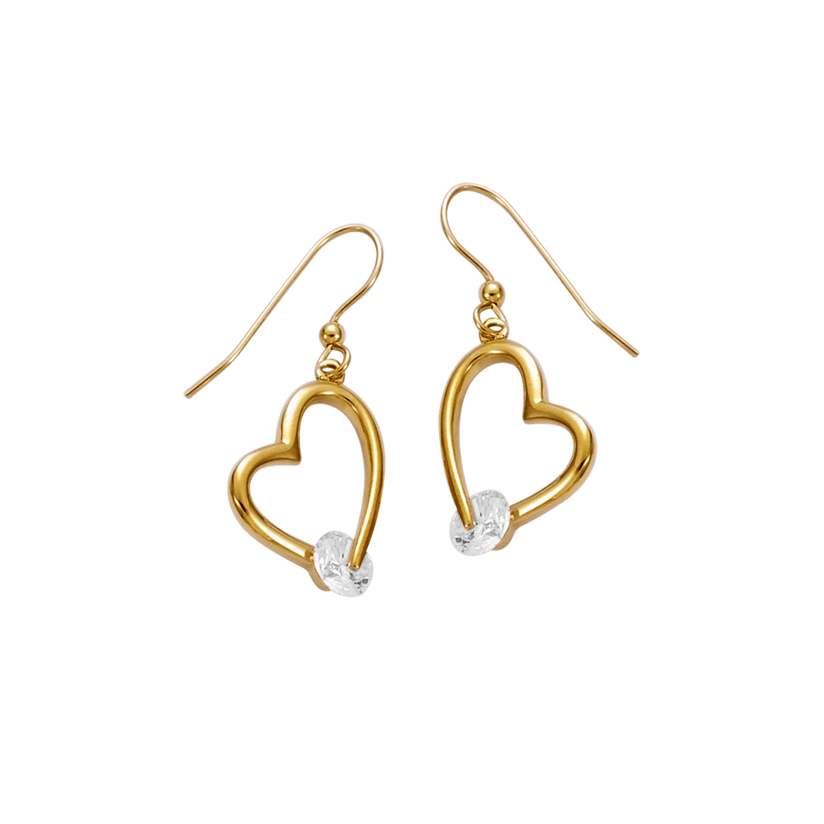 Boucles d'Oreilles Plaqué or forme coeur Oxyde blanc