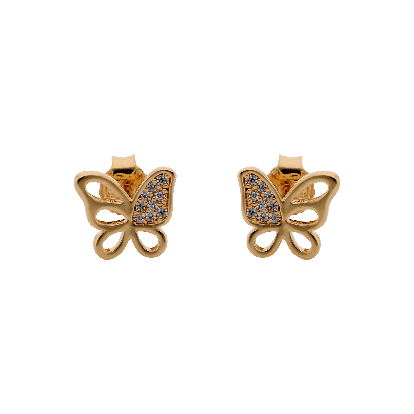 Boucles d'Oreilles Plaqué or Papillon Oxydes blancs