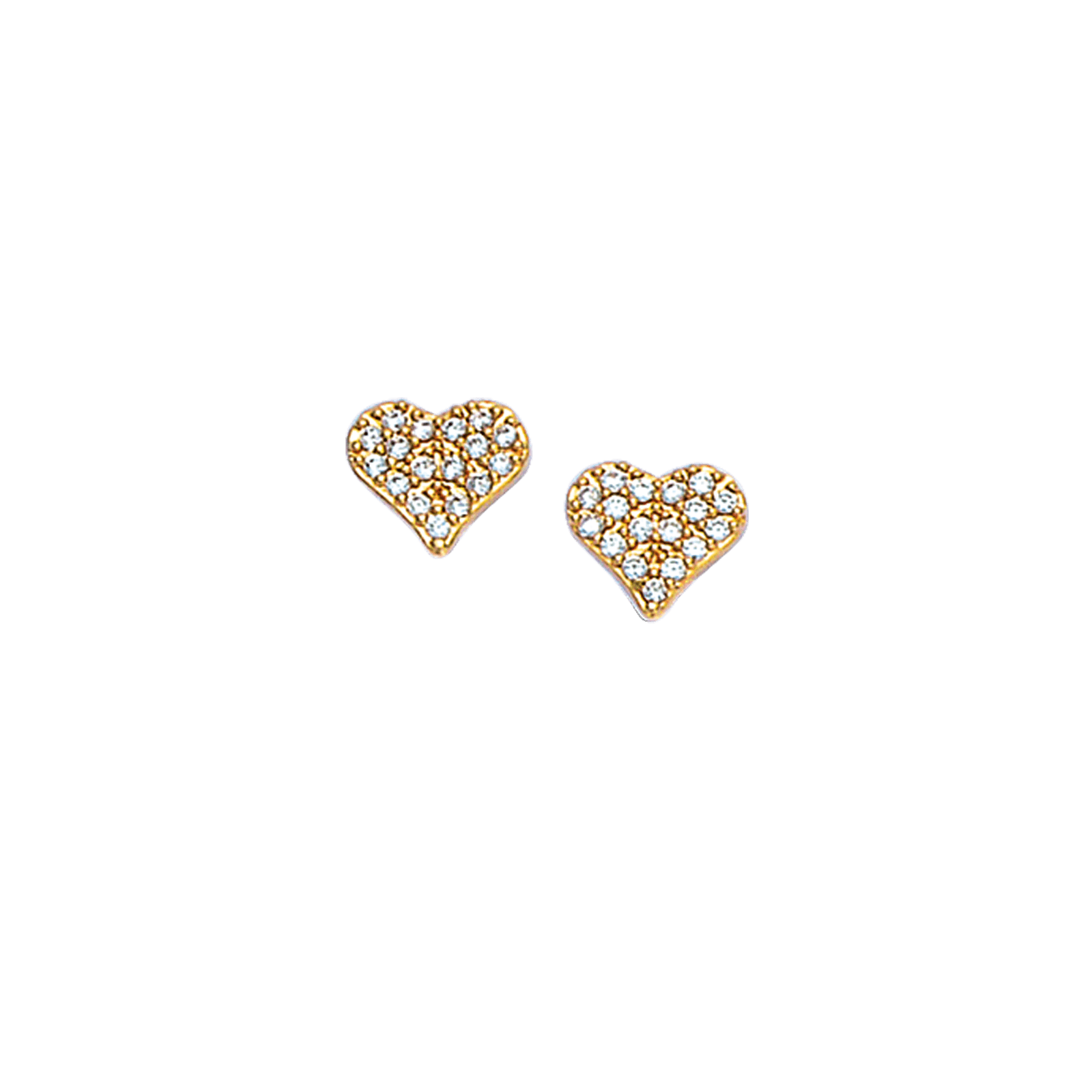 boucles d'oreilles plaqué or forme coeur pavé oxyde de zirconium blancs