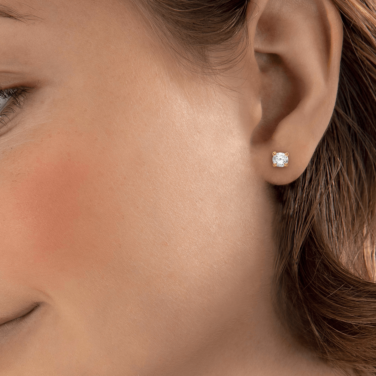 Boucles D'oreilles Plaqué Or Zirconium 6mm 4 Griffes