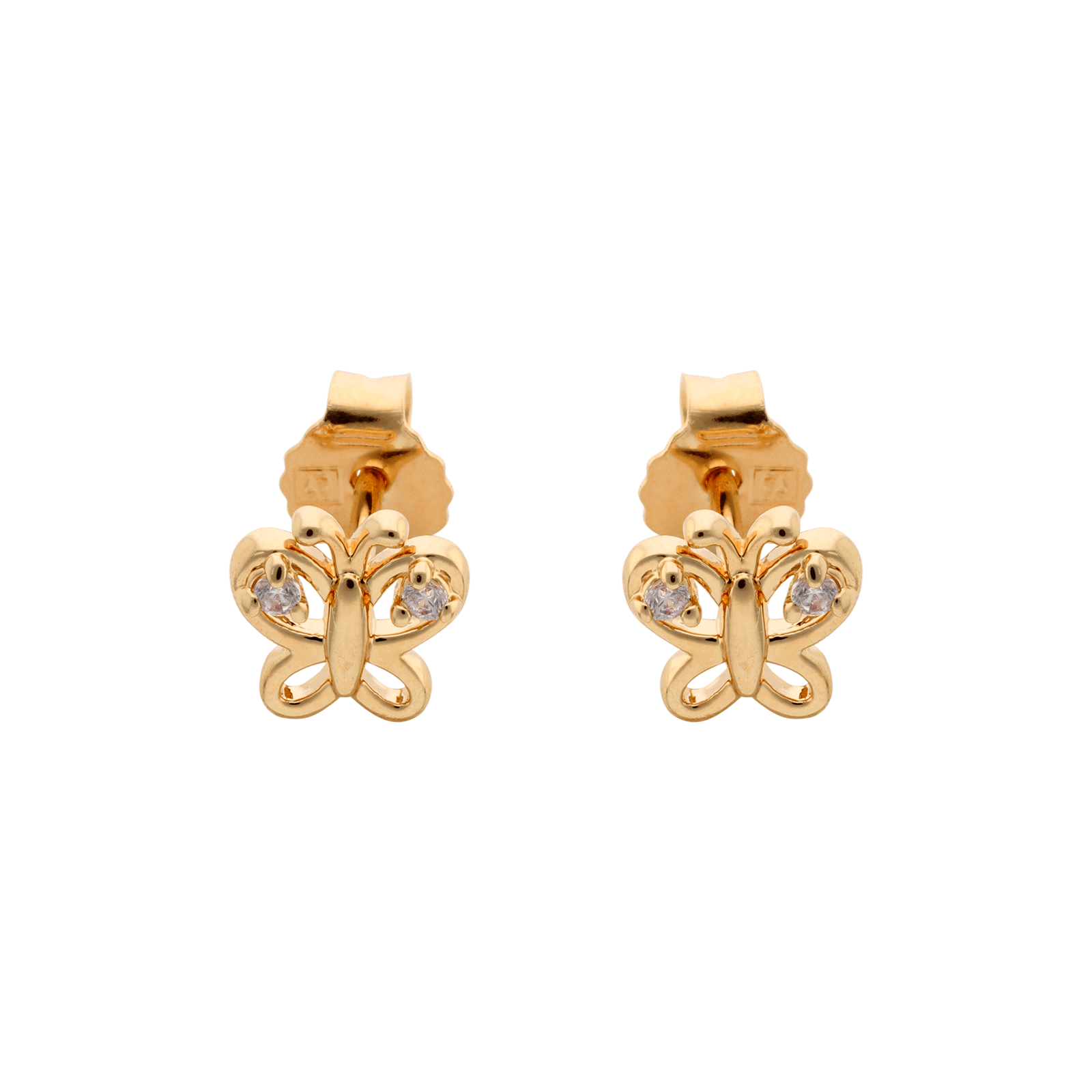 Boucles d'Oreilles Plaqué or Papillon ajouré Oxydes blancs