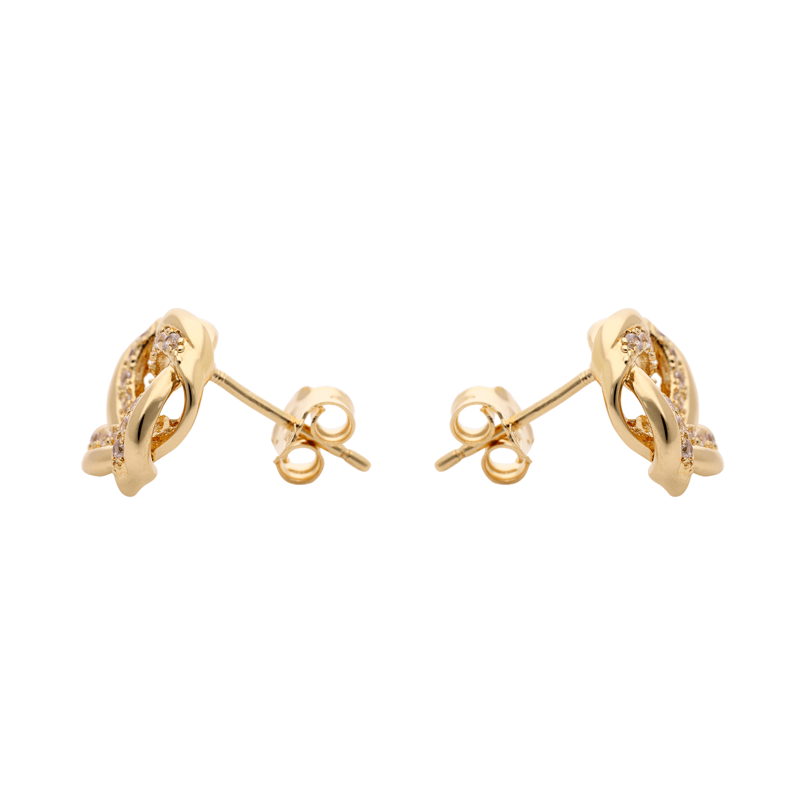 Boucles d'Oreilles Plaqué or entrelacés Oxydes blancs