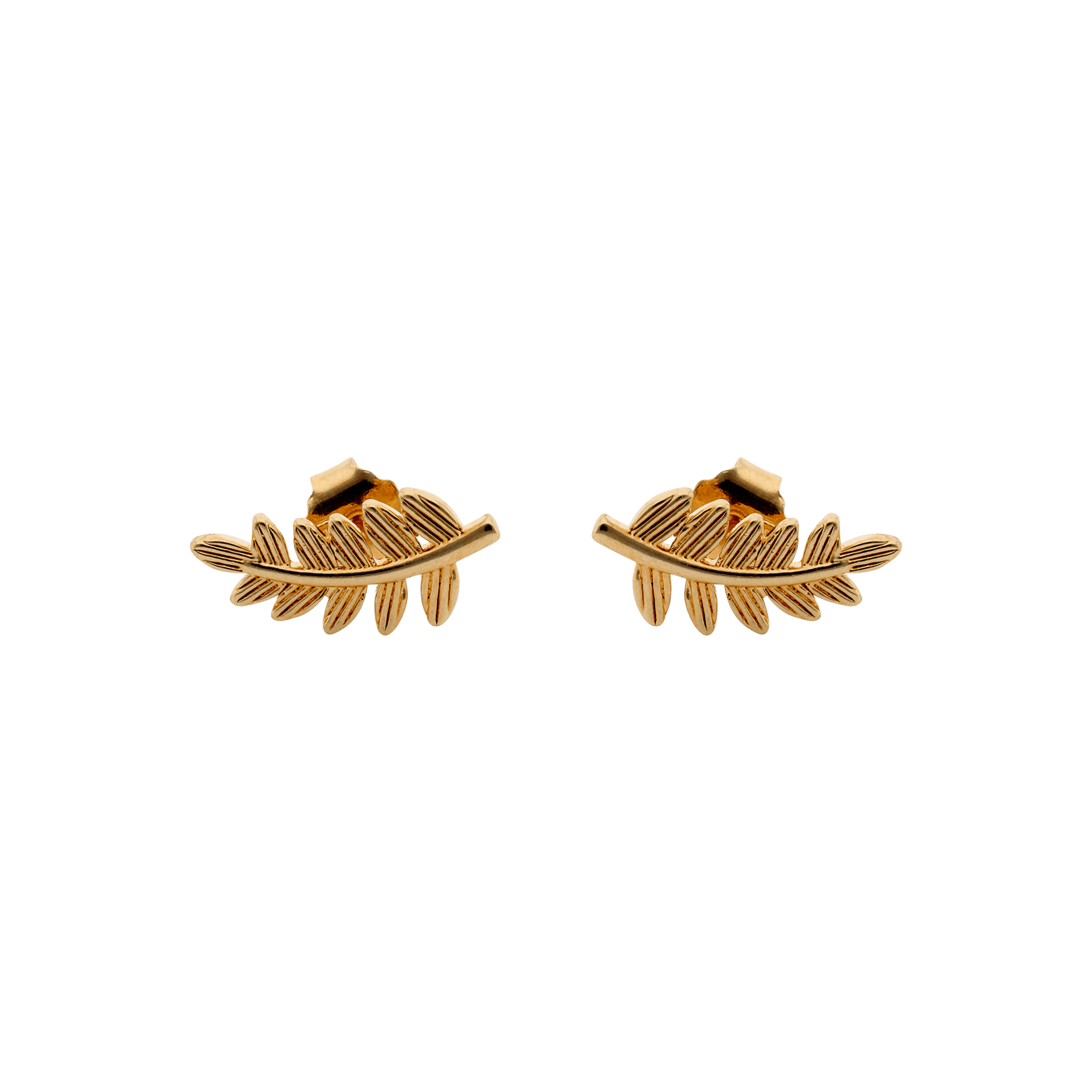 boucles d'oreilles plaqué or puce feuille laurier texturée