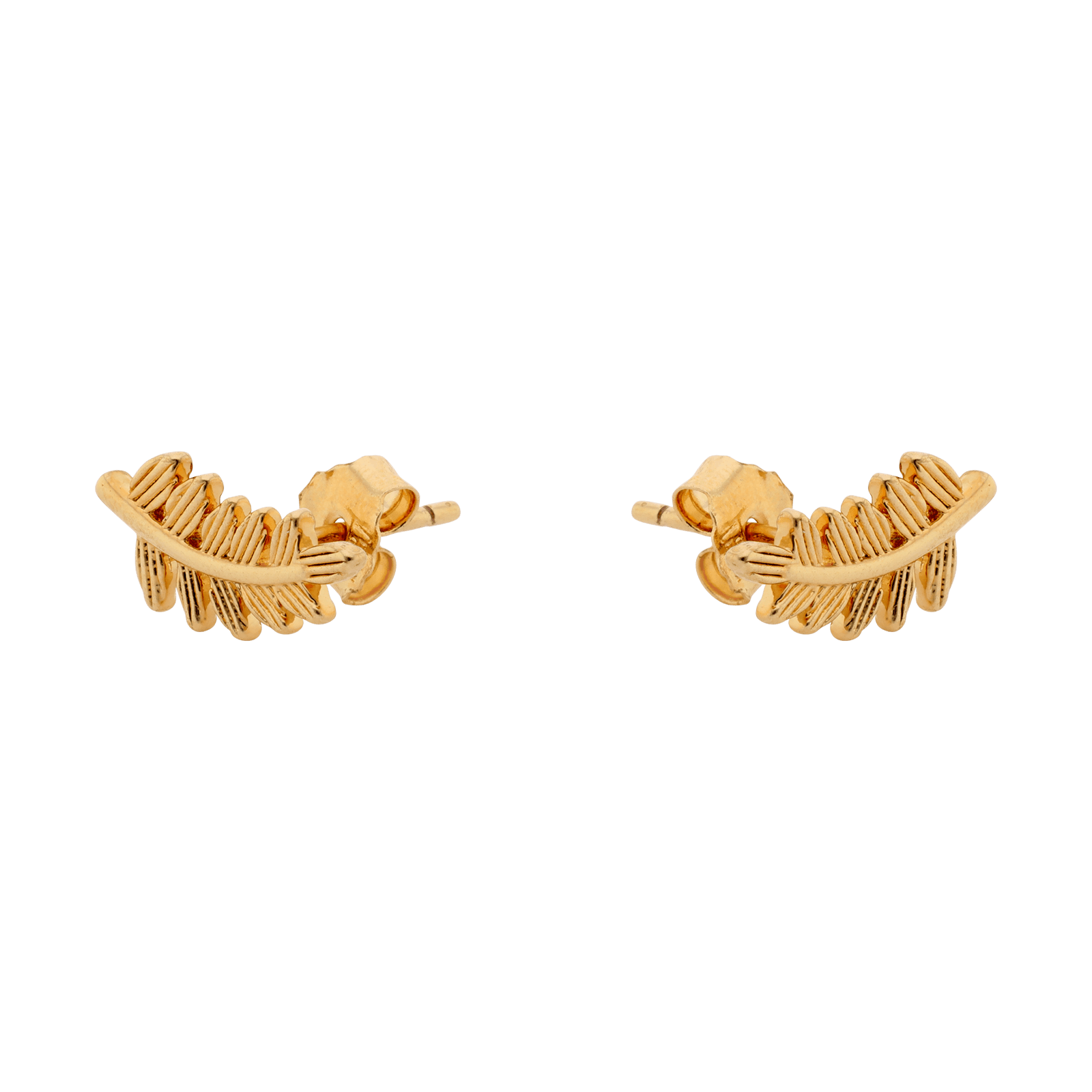 boucles d'oreilles plaqué or puce feuille laurier texturée