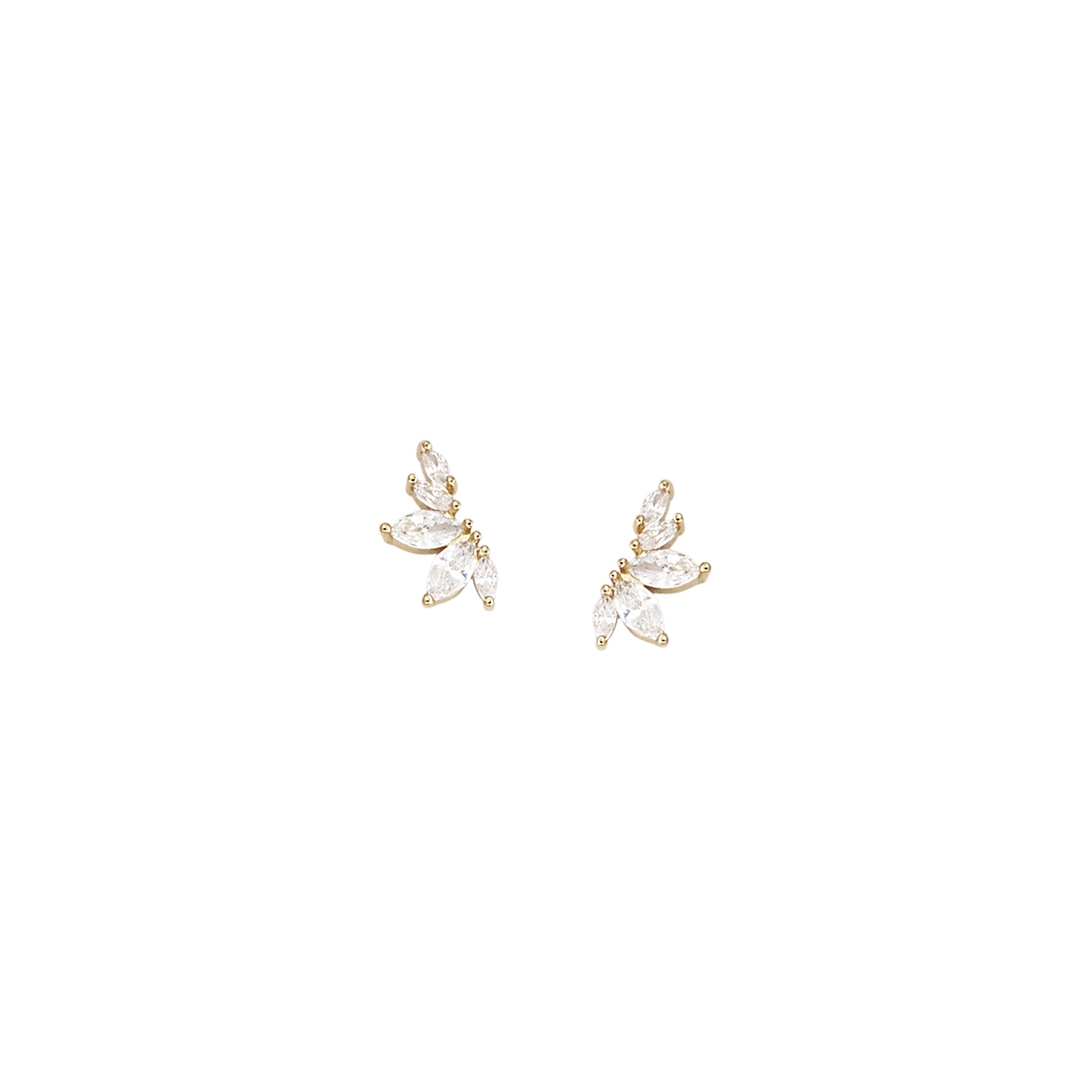 Boucles d'Oreilles Plaqué or fantaisie 5 Oxyde de Zirconium ovale