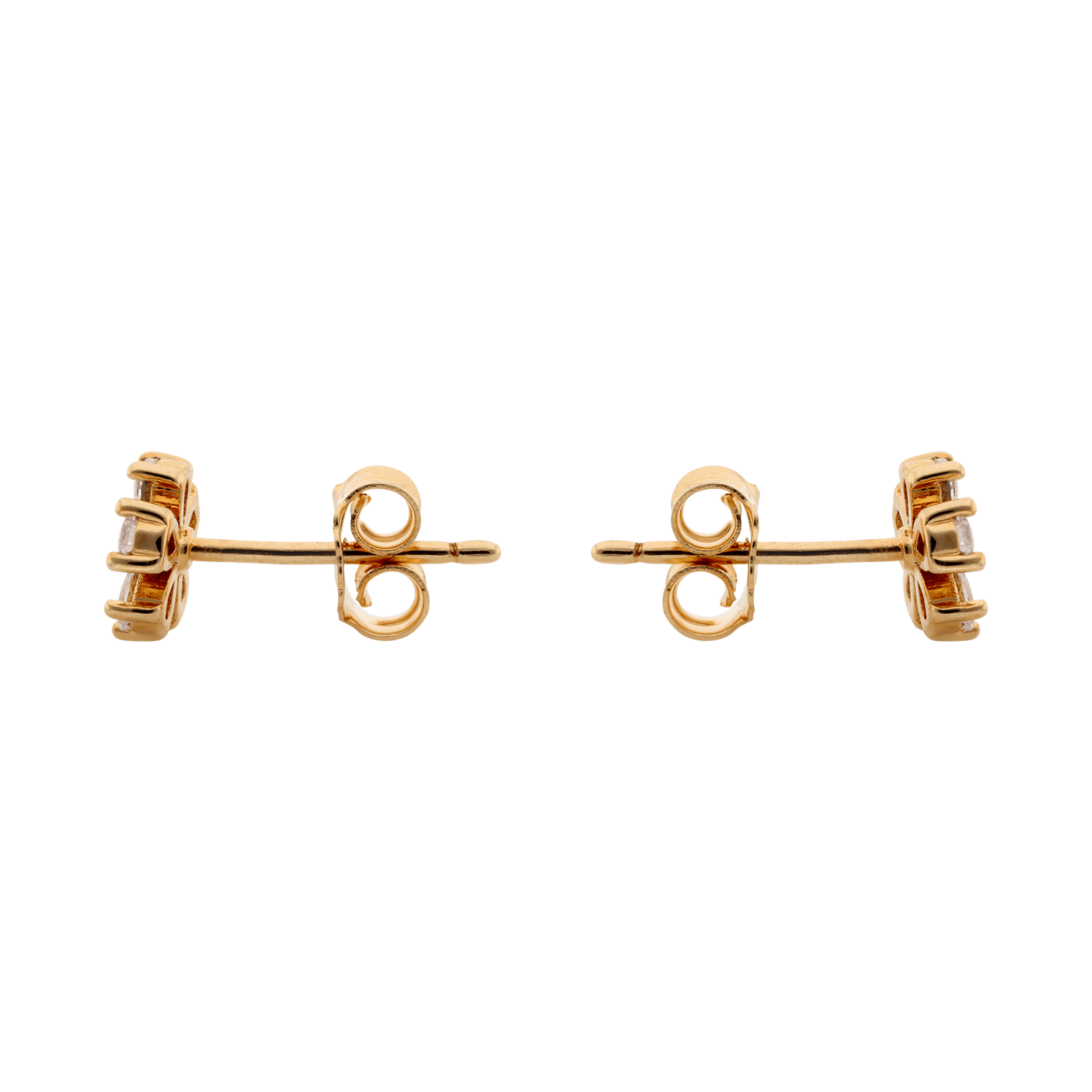 Boucles d'Oreilles Plaqué or fleur Oxydes blancs serti griffes