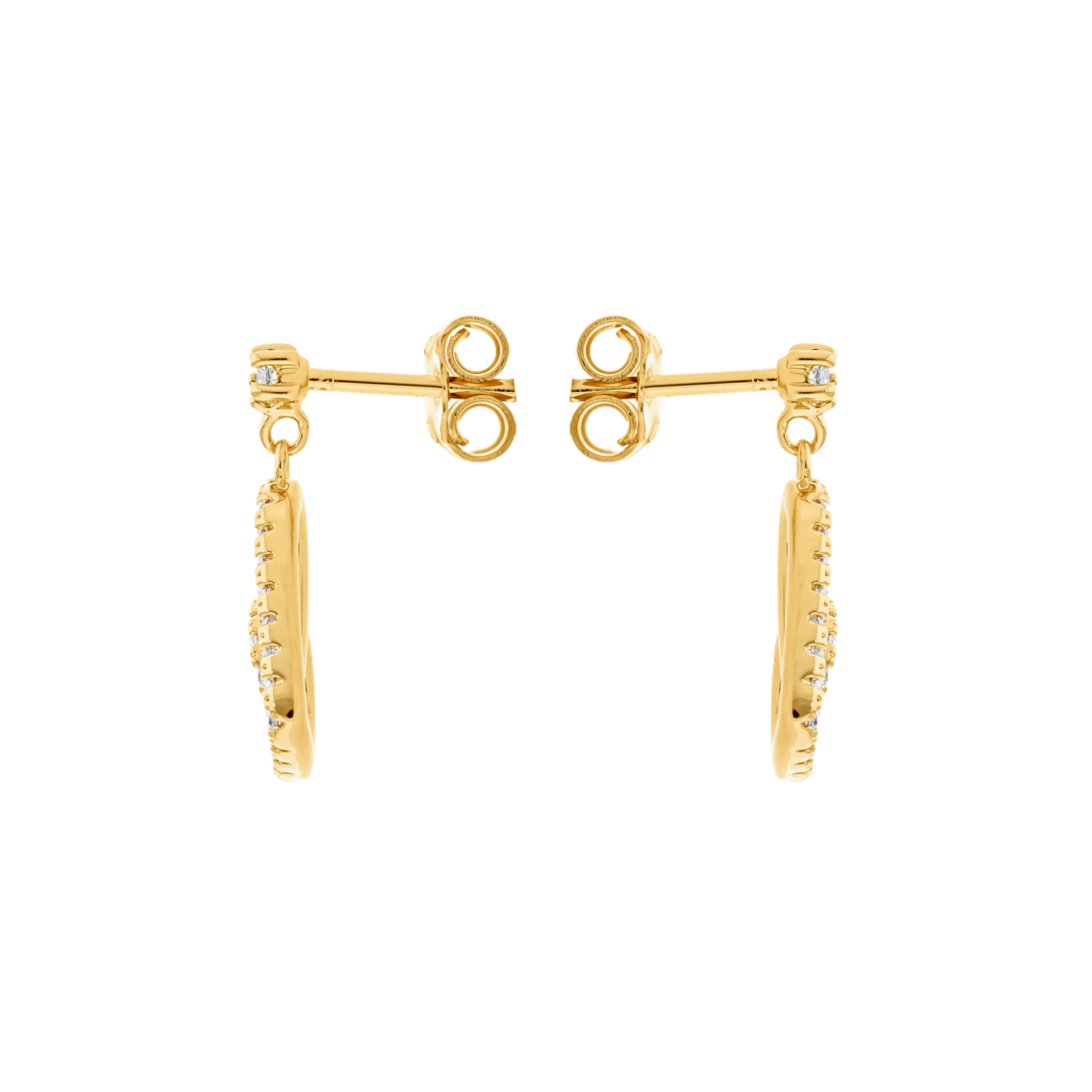 Boucles d'Oreilles Plaqué or coeur évidé Oxydes blancs