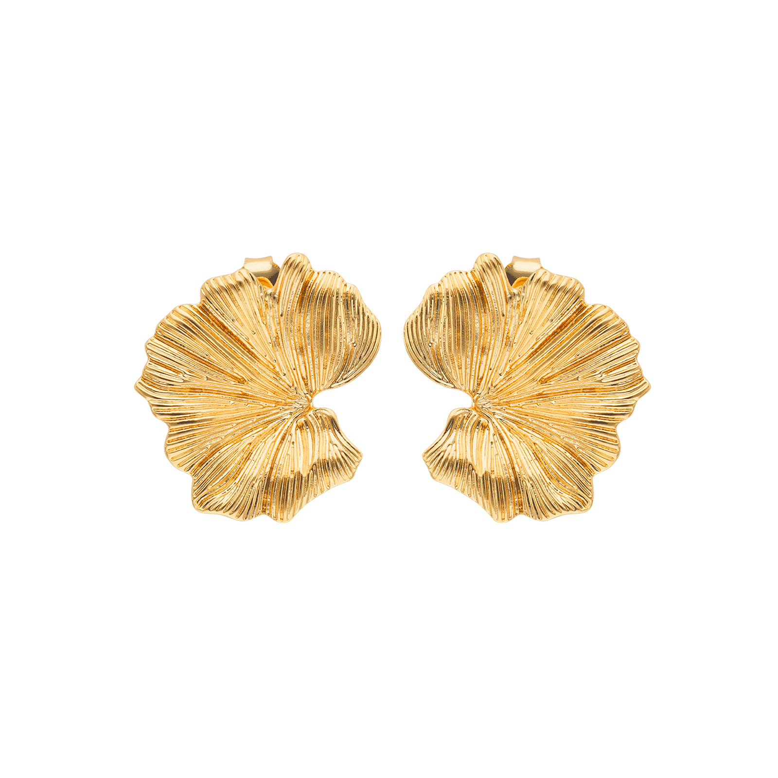 Boucles d'Oreilles Plaqué or puce feuille