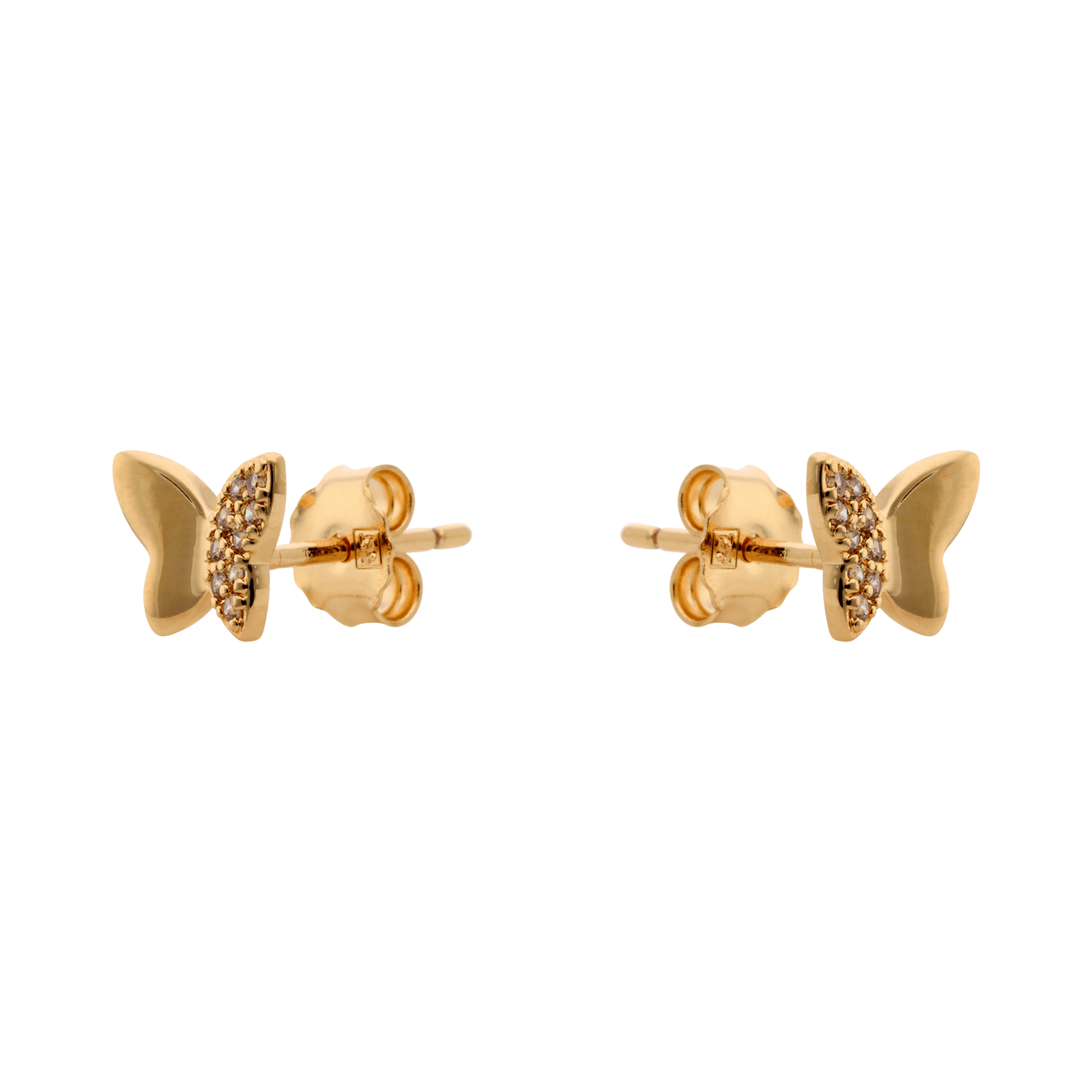 Boucles d'Oreilles Plaqué or Papillon Oxydes blancs