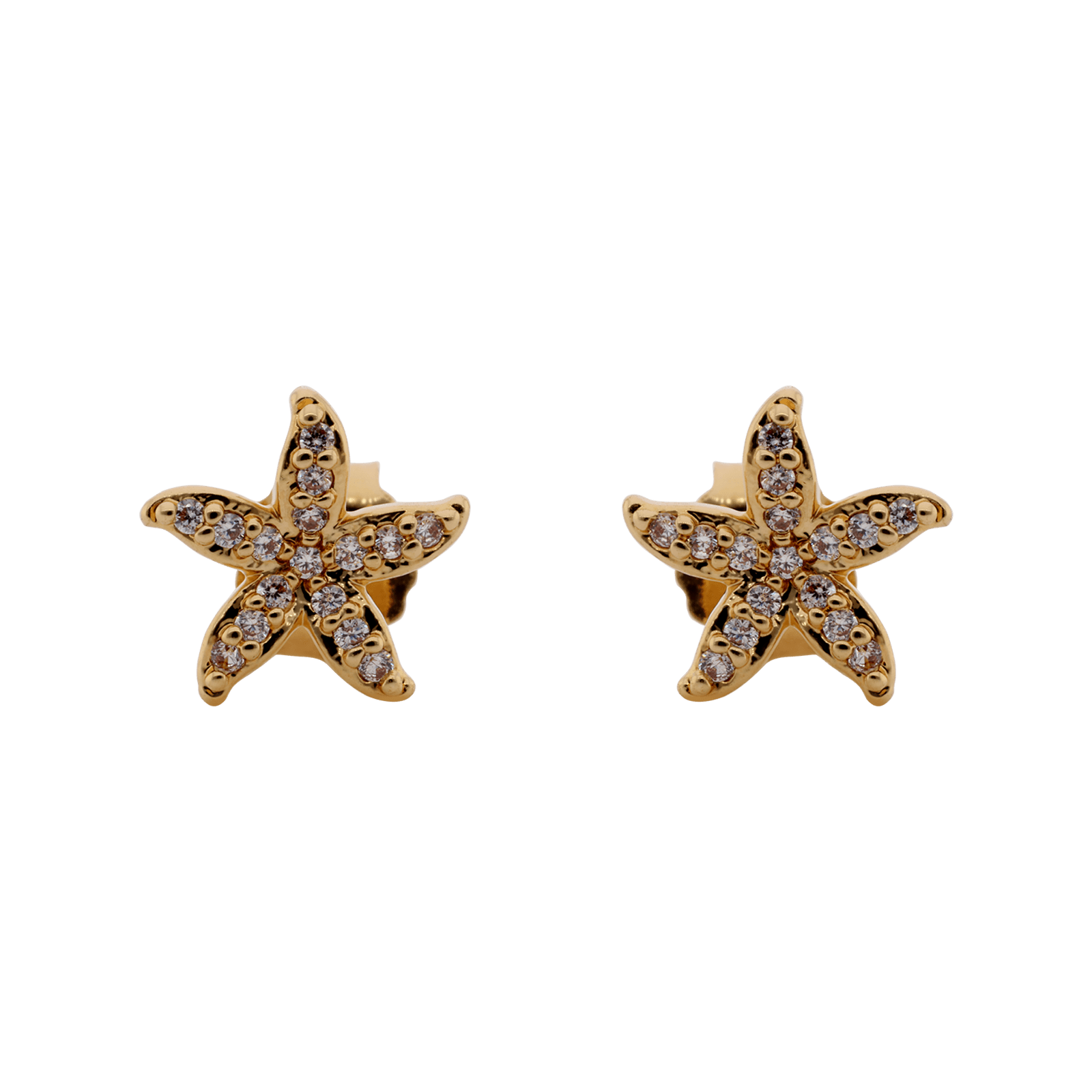 Boucles d'Oreilles Plaqué or étoile de mer oxydes blancs