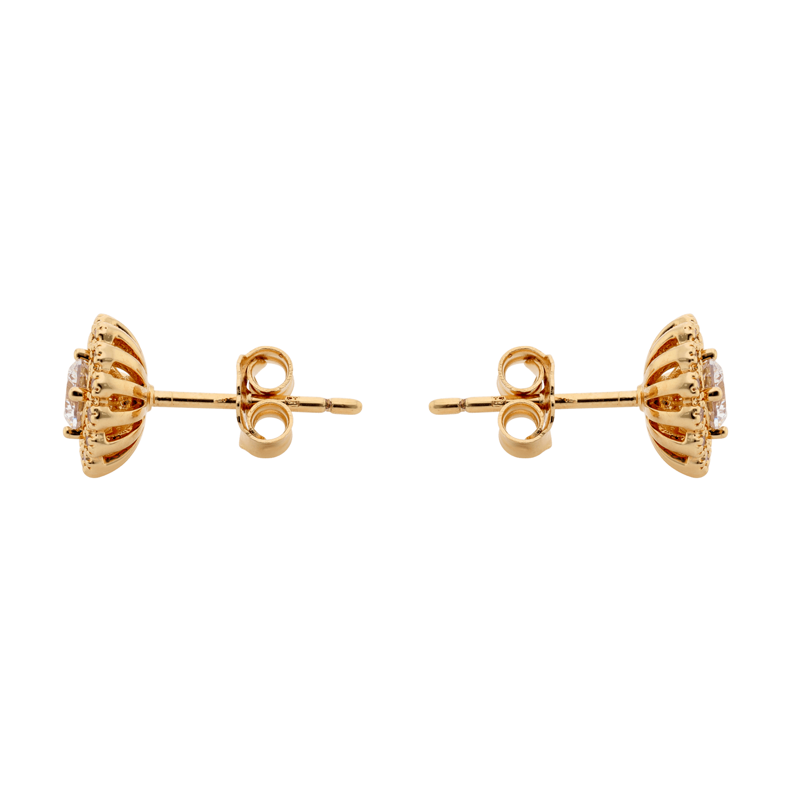 Boucles d'Oreilles Plaqué or fleur Oxydes blancs