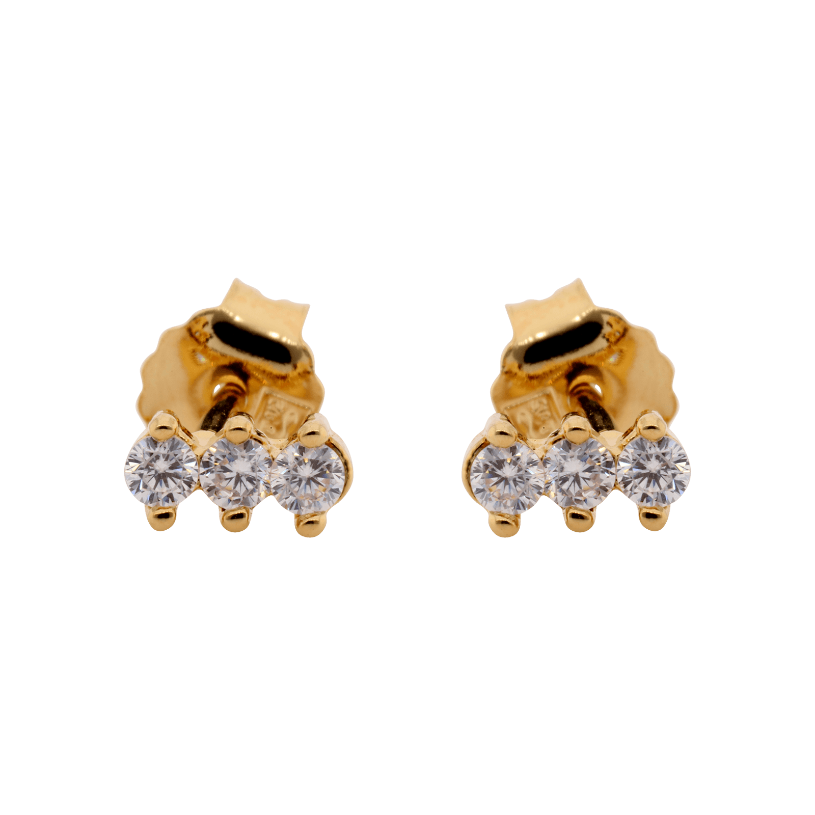 Boucles d'Oreilles Plaqué or trio Oxydes blancs