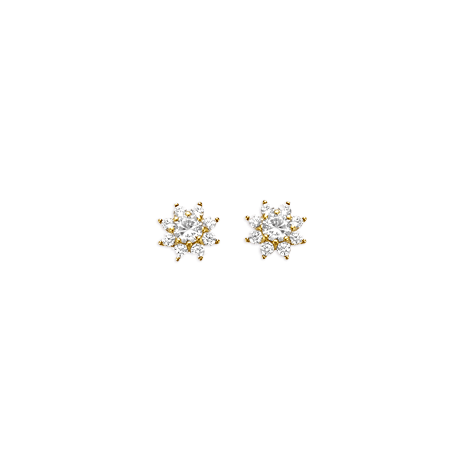 Boucles d'Oreilles Plaqué or forme fleur avec oxydes blancs