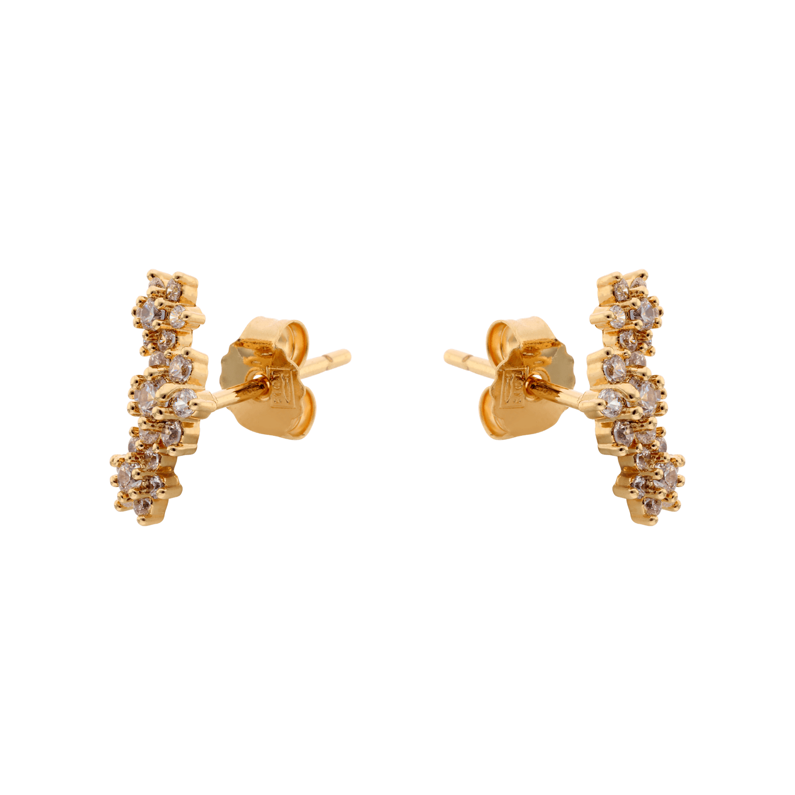 Boucles d'Oreilles Plaqué or lobe trio fleurs oxydes blancs