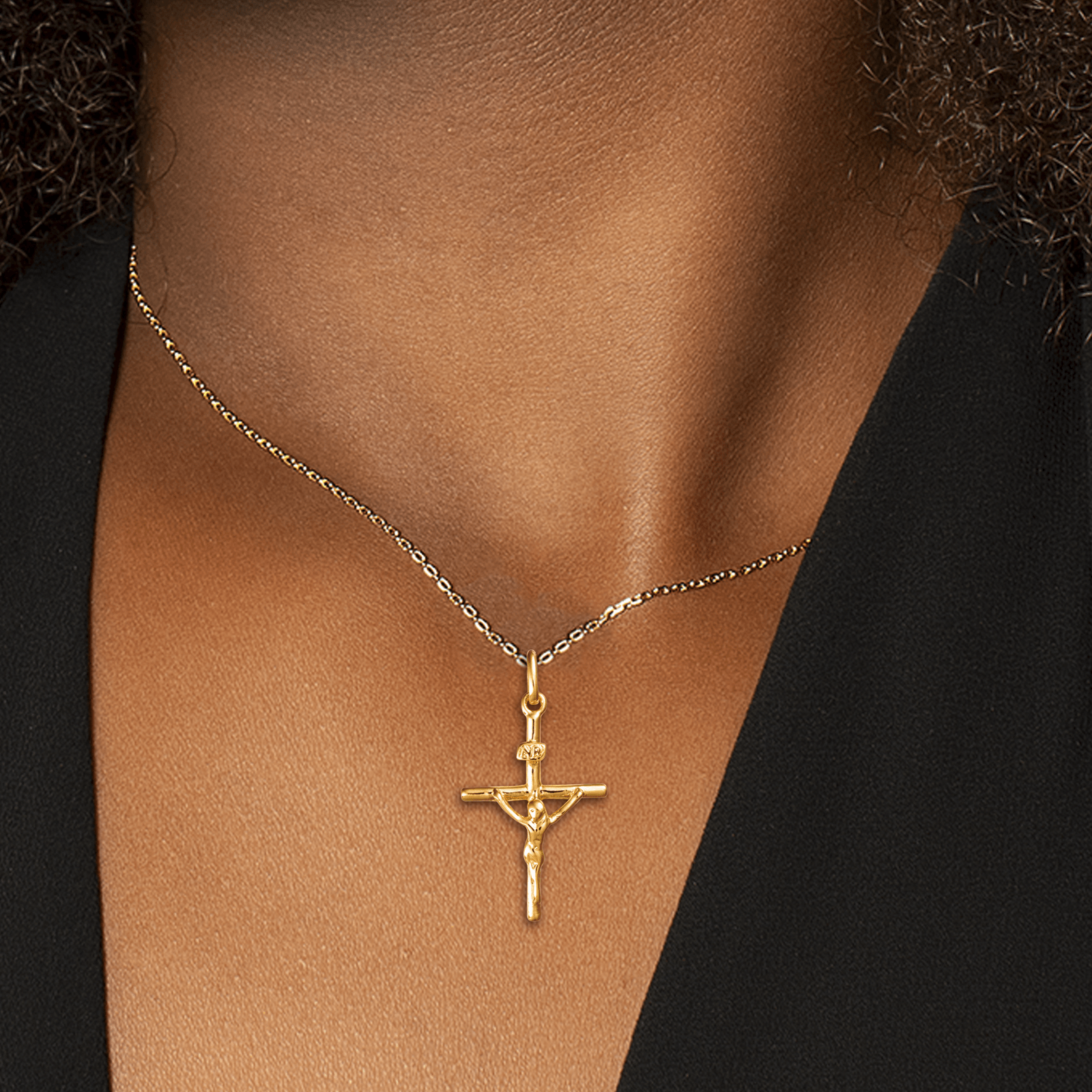Pendentif Plaqué or croix christ