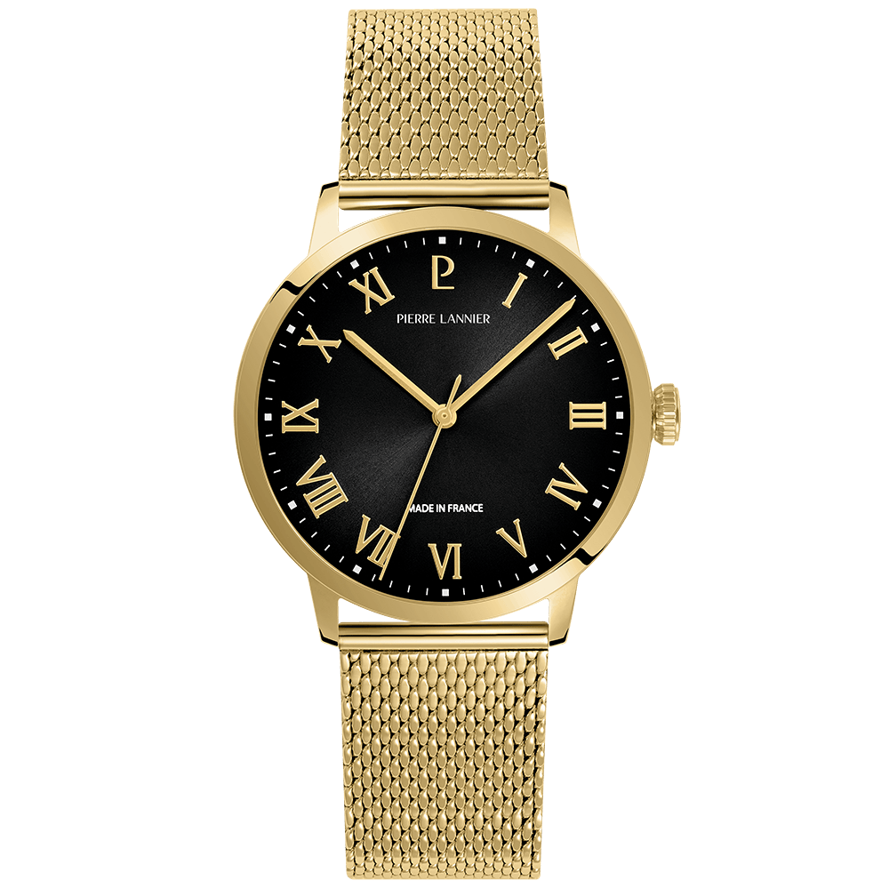 Montre Quartz Homme INTERVAL Doré Cadran Noir Bracelet Acier milanais Doré 20 MM\itap3\nestcell\nonesttables  \itap3\nestcell\nonesttables  \itap3\nestcell\nonesttables  \itap3\nestcell\nonesttables  \i\itap3\*\nesttableprops