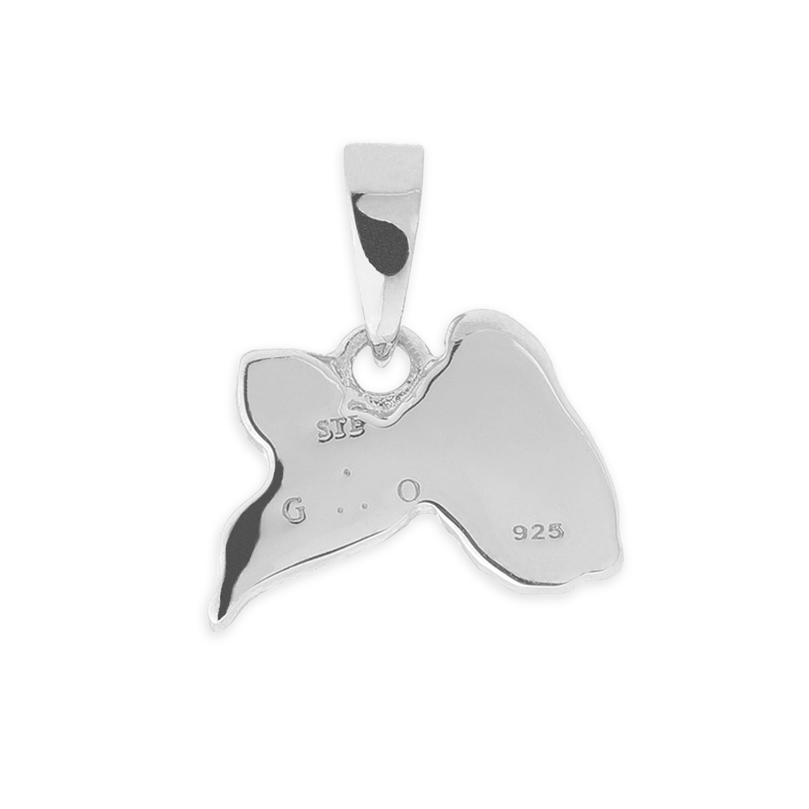 Pendentif Argent925 Email Carte Guadeloupe Cœur avec bélière