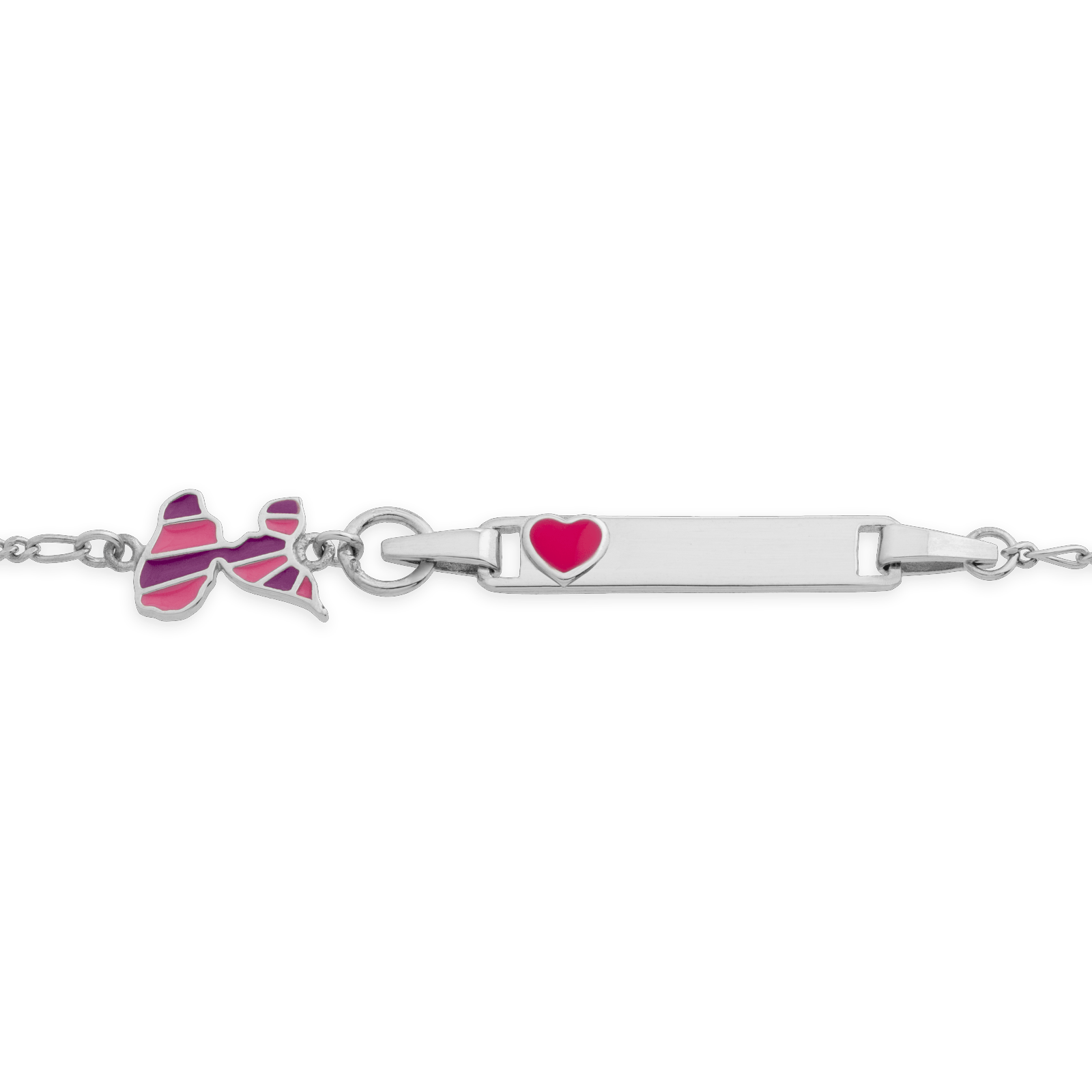 Bracelet Identité Argent925 Email Carte Guadeloupe Cœur