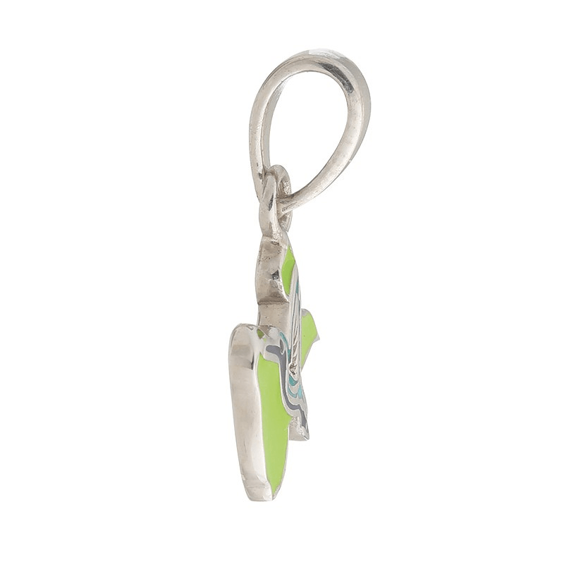 pendentif argent carte guadeloupe et colibri email vert