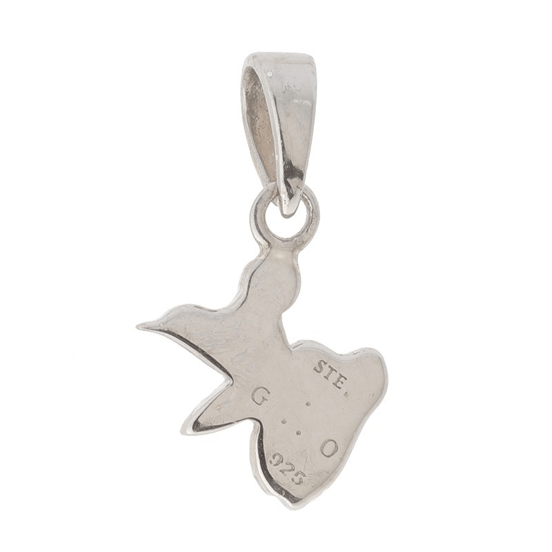pendentif argent carte guadeloupe et colibri email vert