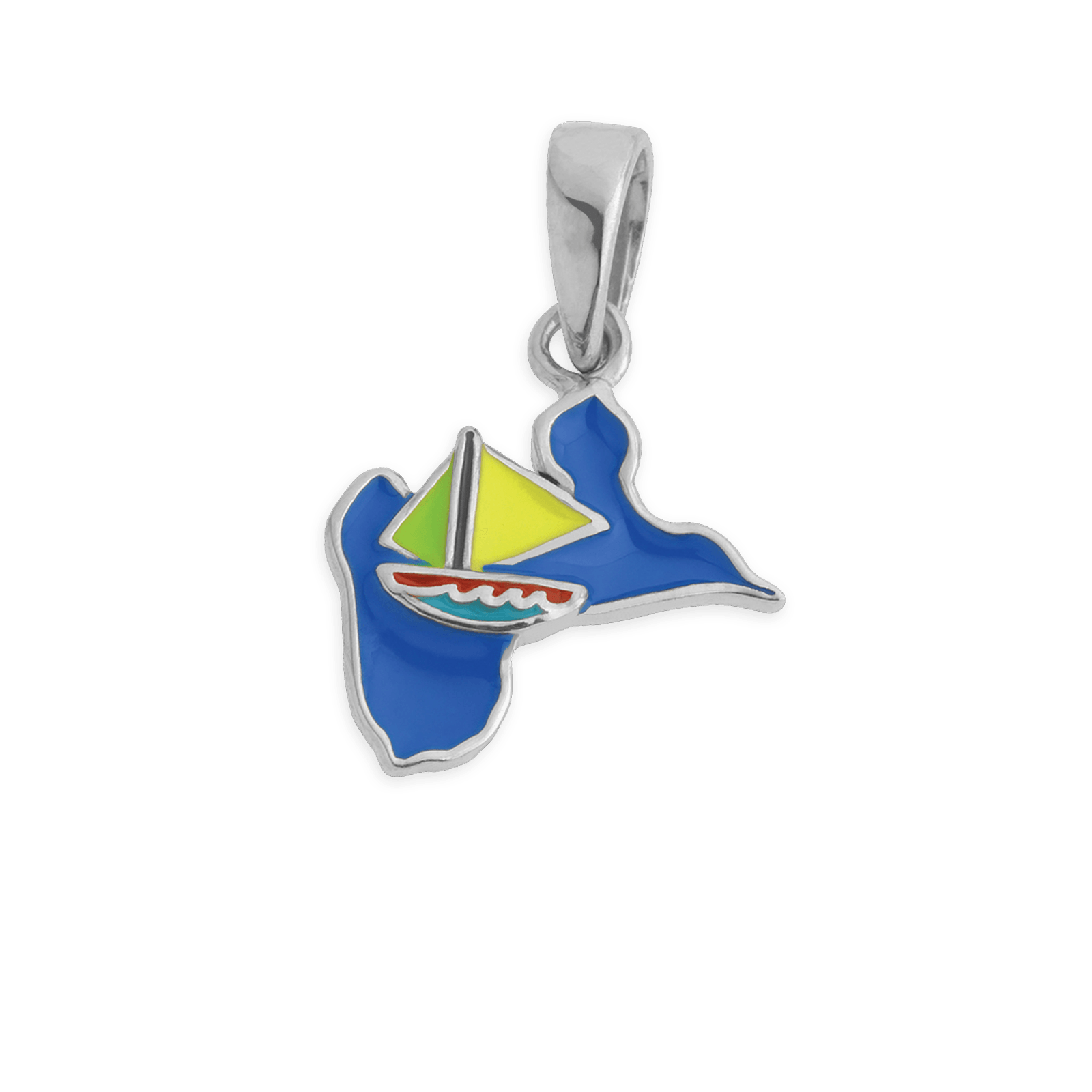 Pendentif Argent925 Email Carte Guadeloupe Saintoise avec bélière