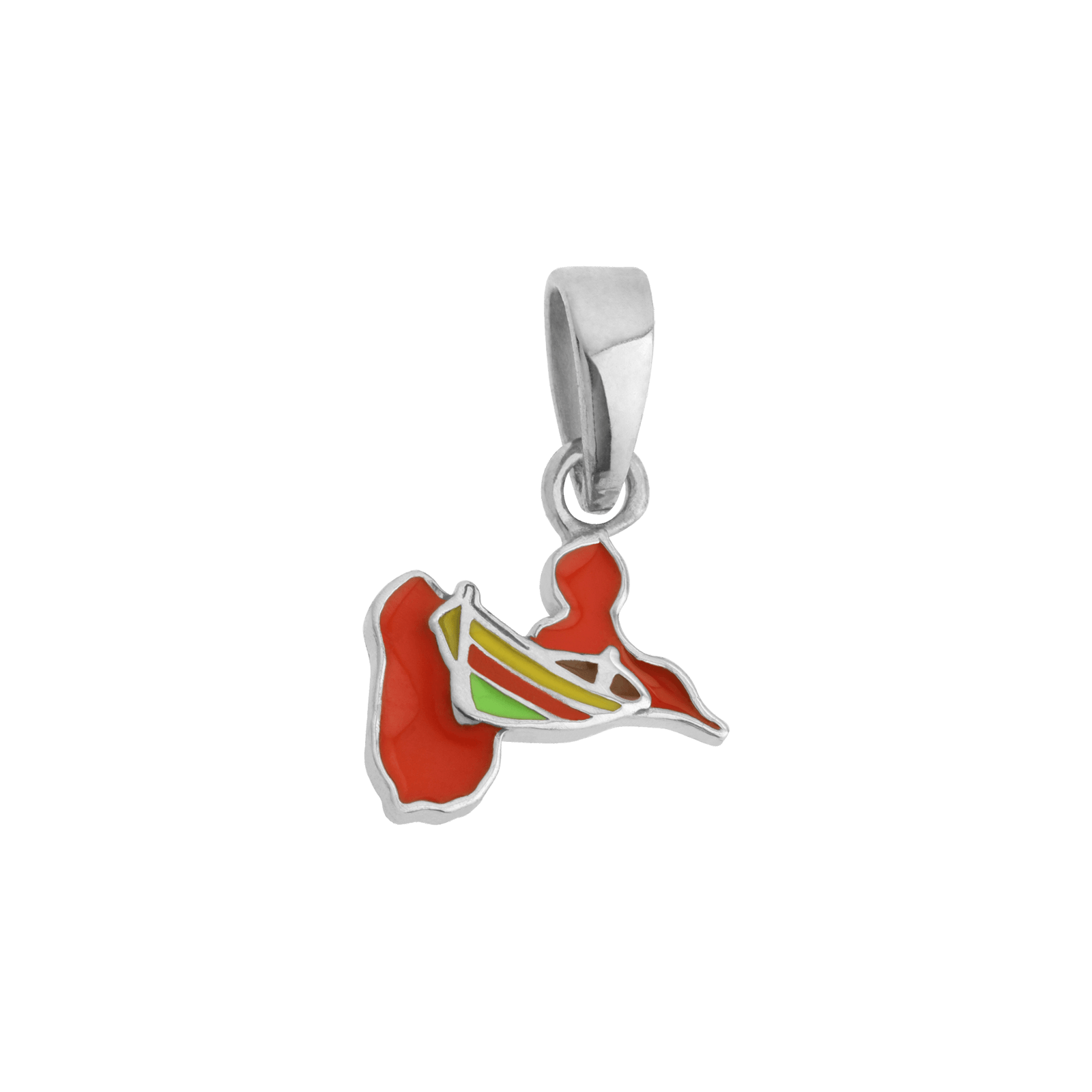 Pendentif Argent pendentif carte guadeloupe et saintoise émail rouge
