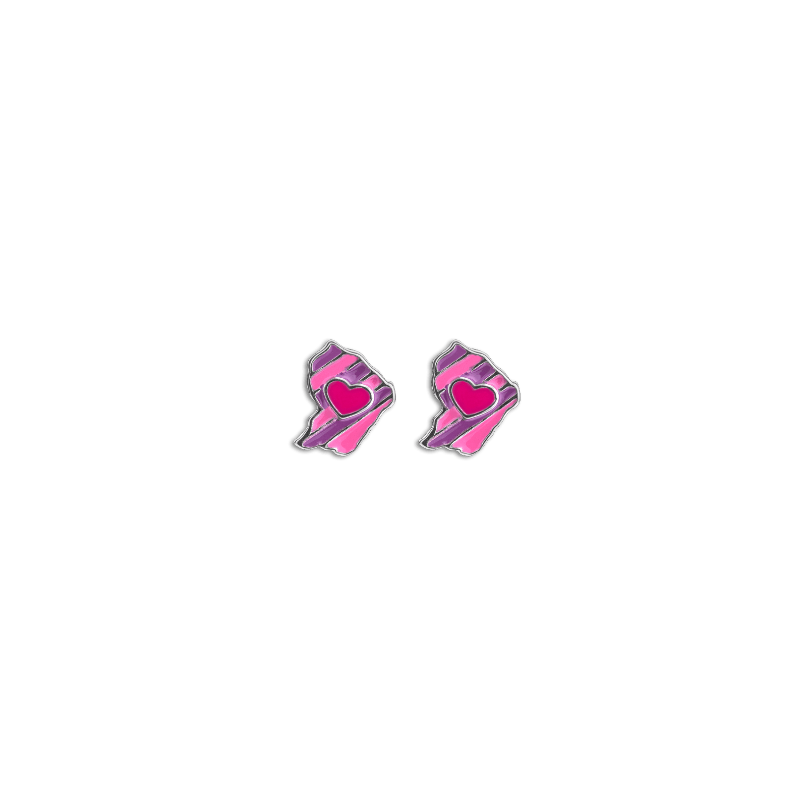 Boucles d'oreilles Argent Carte de la Guyane et cœur