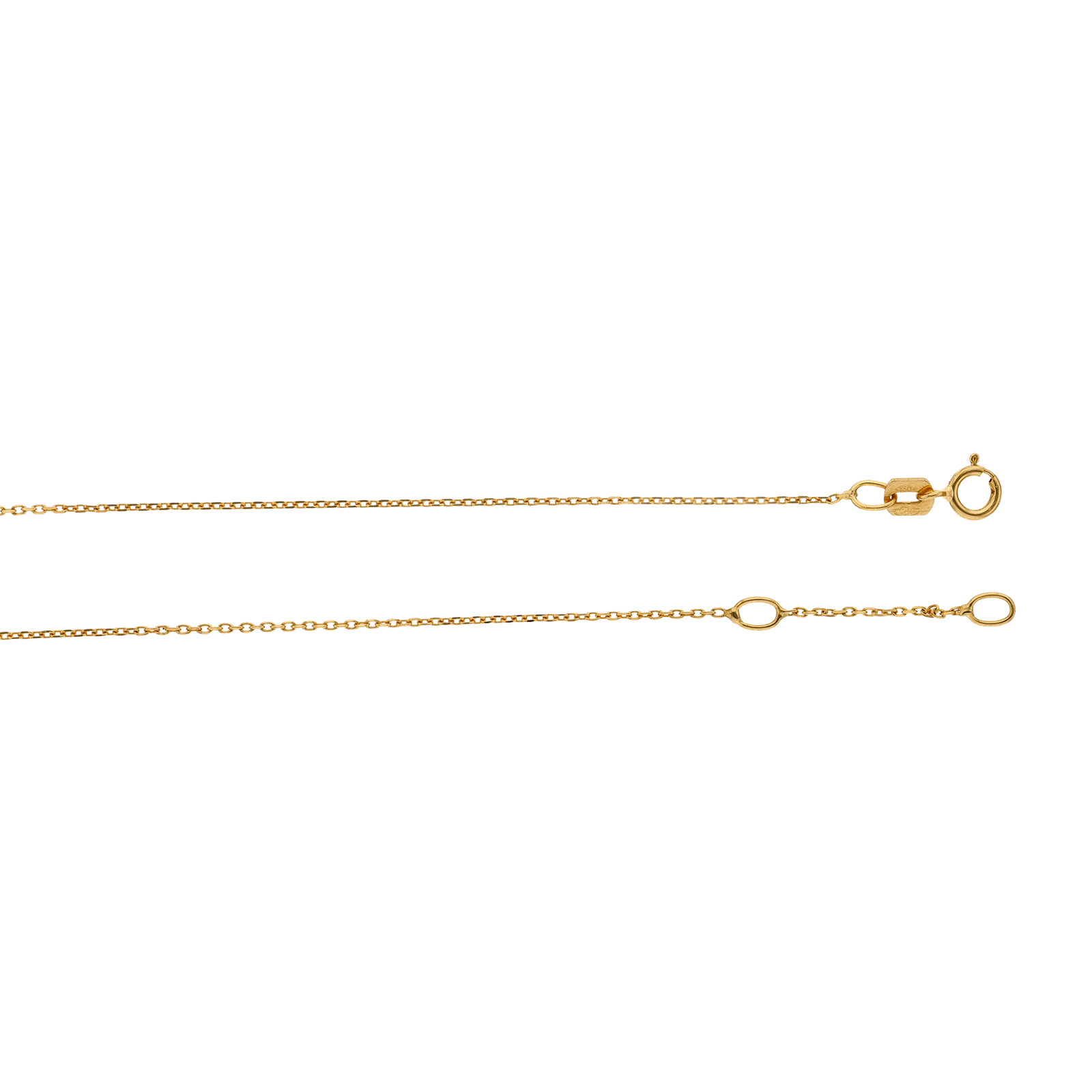 Collier Or Jaune Pendentif 2 coeurs Lisse et Oxyde de Zirconium 45 centimètres