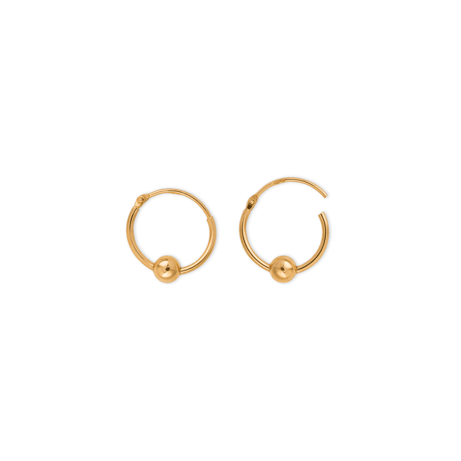 créoles or 18 carats 12mm grain d'or 3mm