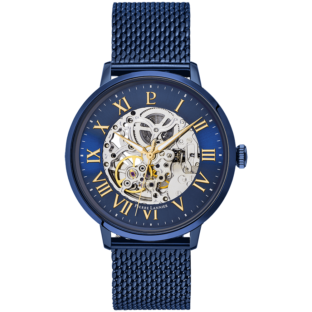 Montre Homme AUTOMATIC Cadran Bleu Bracelet Acier milanais Bleu