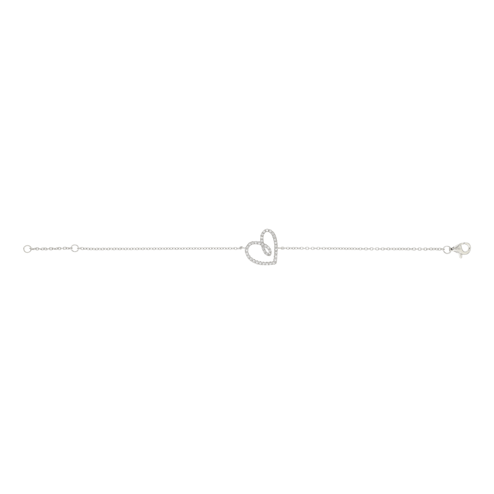 Bracelet Argent Rond coeur évidé Oxydes blancs
