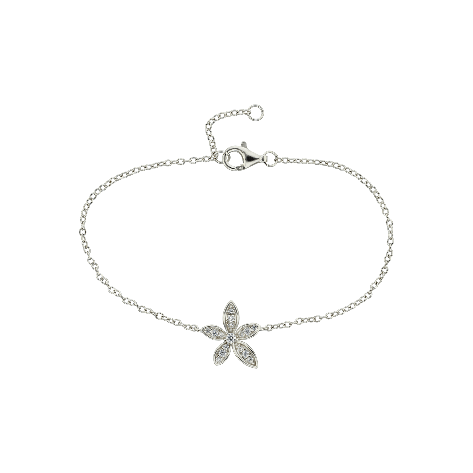 Bracelet Argent Rond fleur Oxydes blancs
