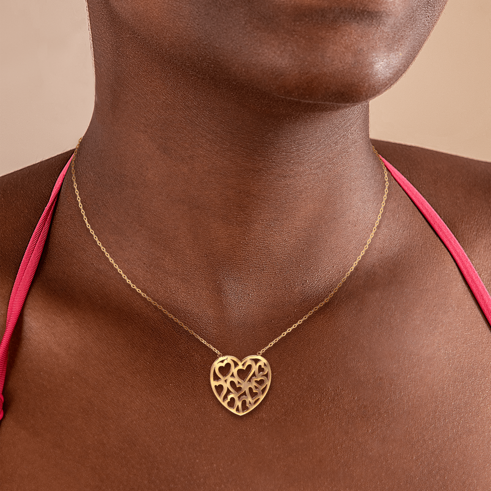 Collier plaqué or cœur ajouré