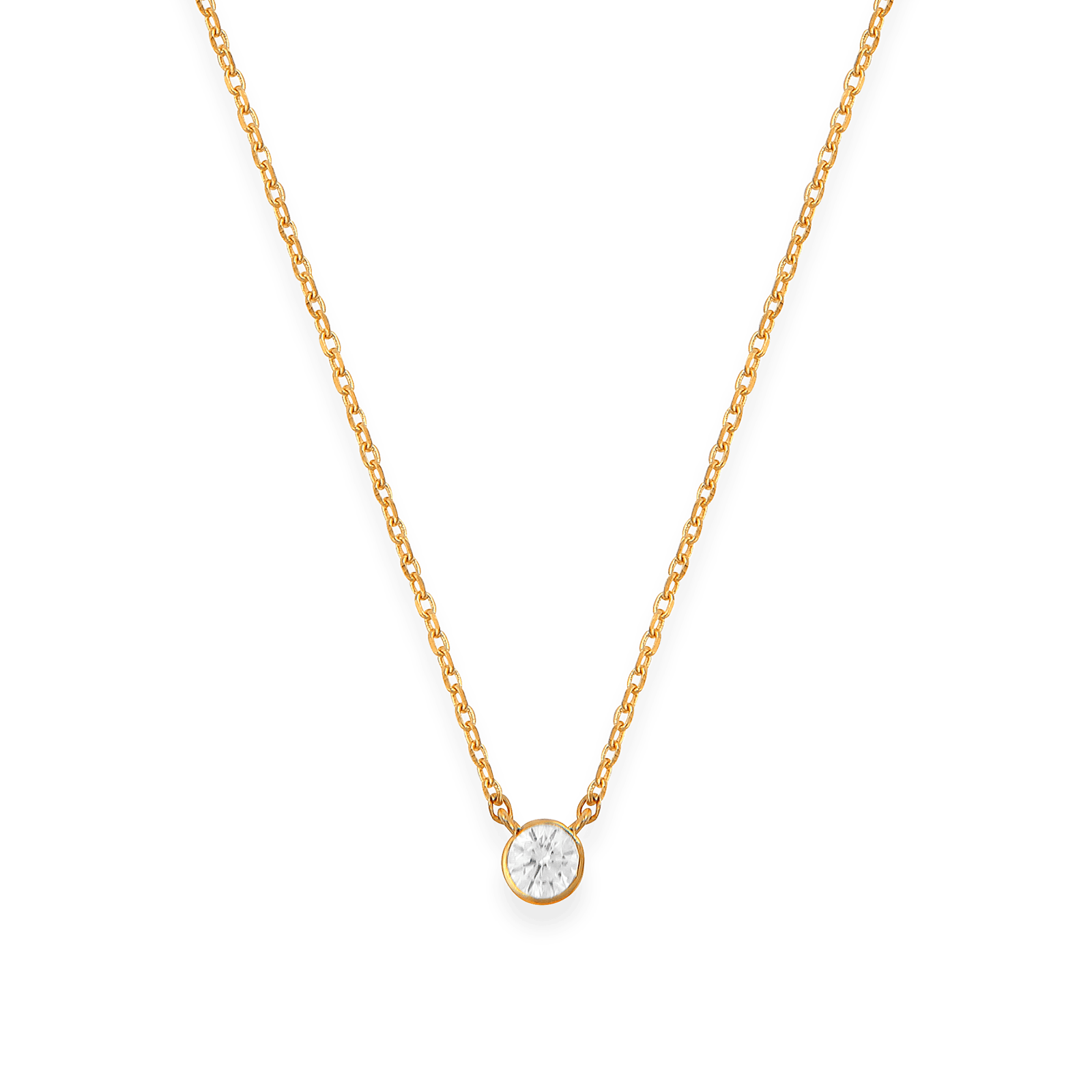 Collier chaîne plaqué or et zirconium serti clos
