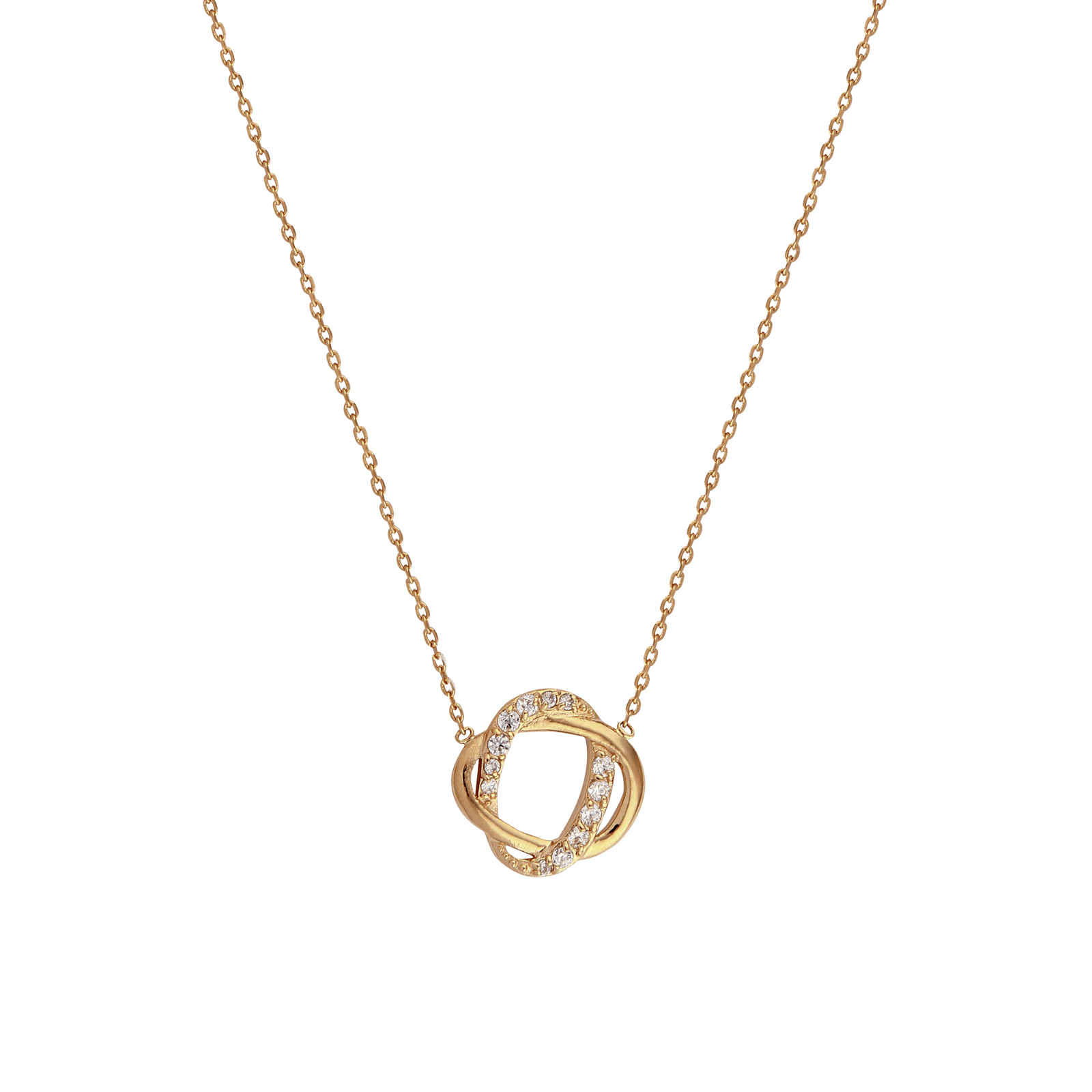 Collier Plaqué Or Motif Zirconium 17mm 38A42cm