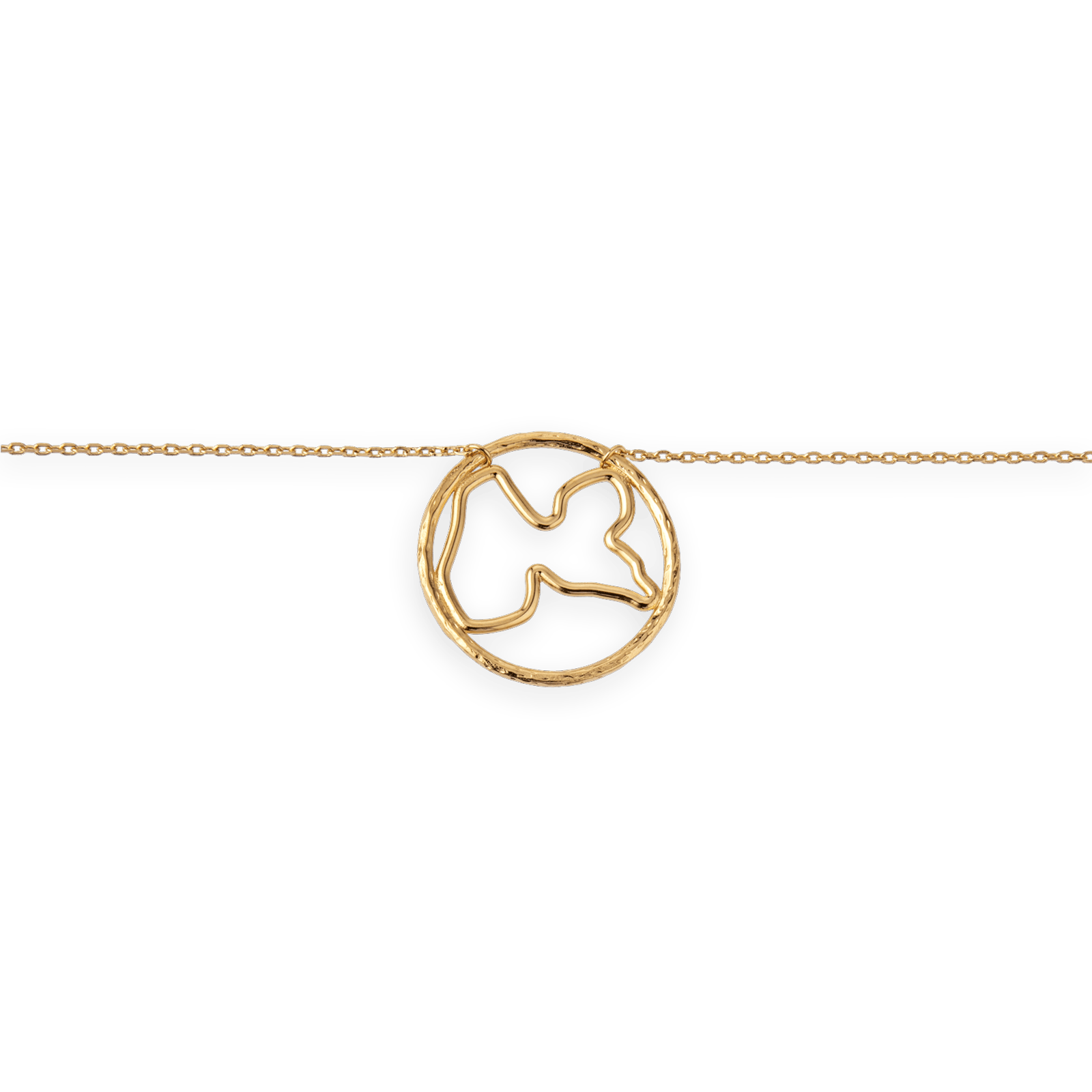 Collier plaqué or carte de la Guadeloupe cercle martelé