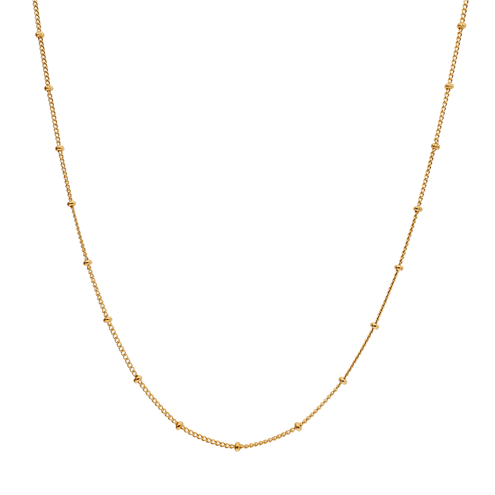 Collier Plaqué Or Maille Gourmette 1.1mm Boules 2mm 40A45cm