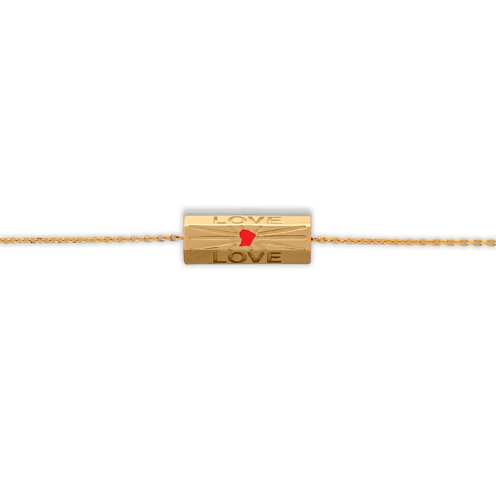 Collier Plaqué Or Talisman Love Carte Guyane Email Rouge